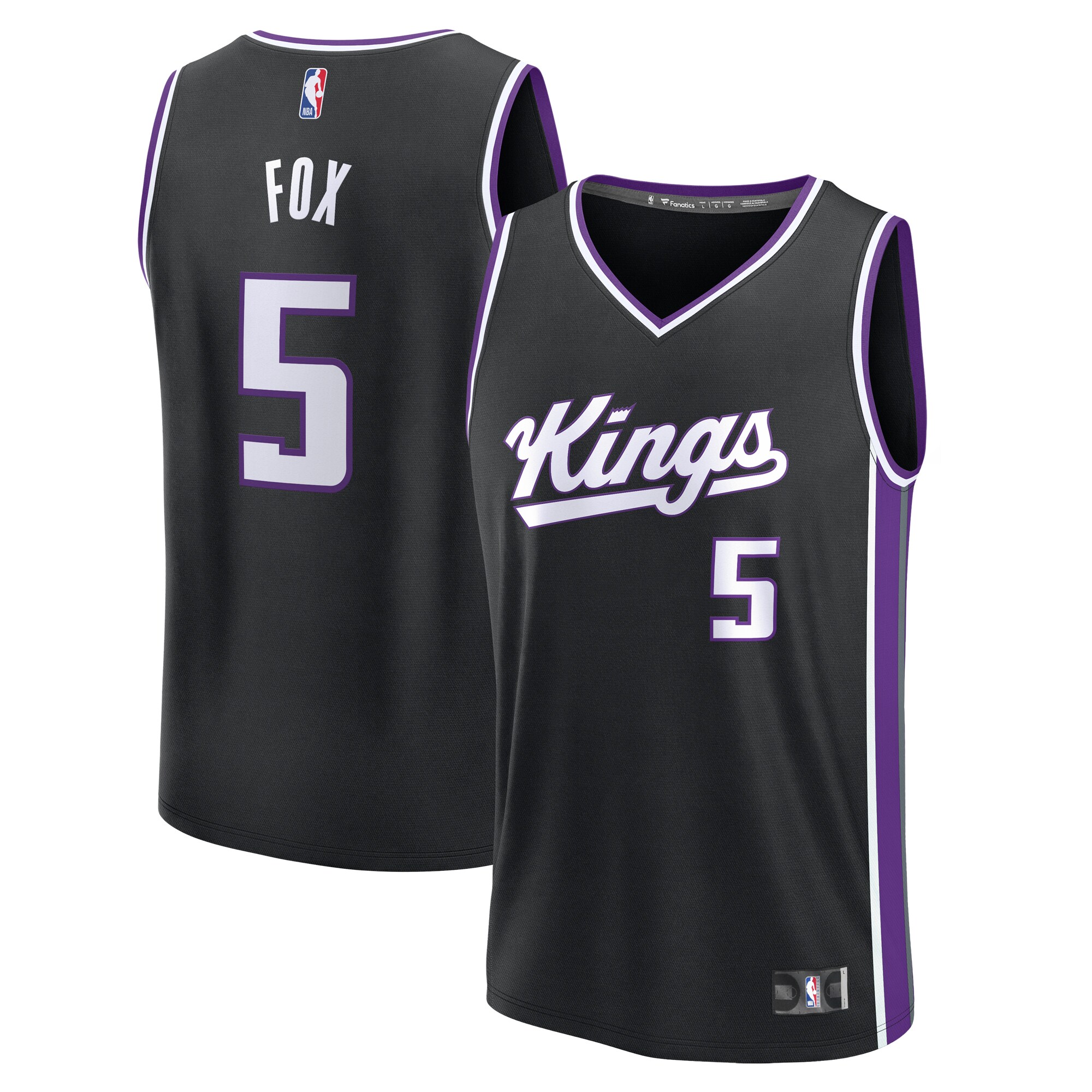 De'aaron Fox Sacramento Kings Fanatics Youth Fast Break Replica Player Basketball Jersey - Icon Edition - Black