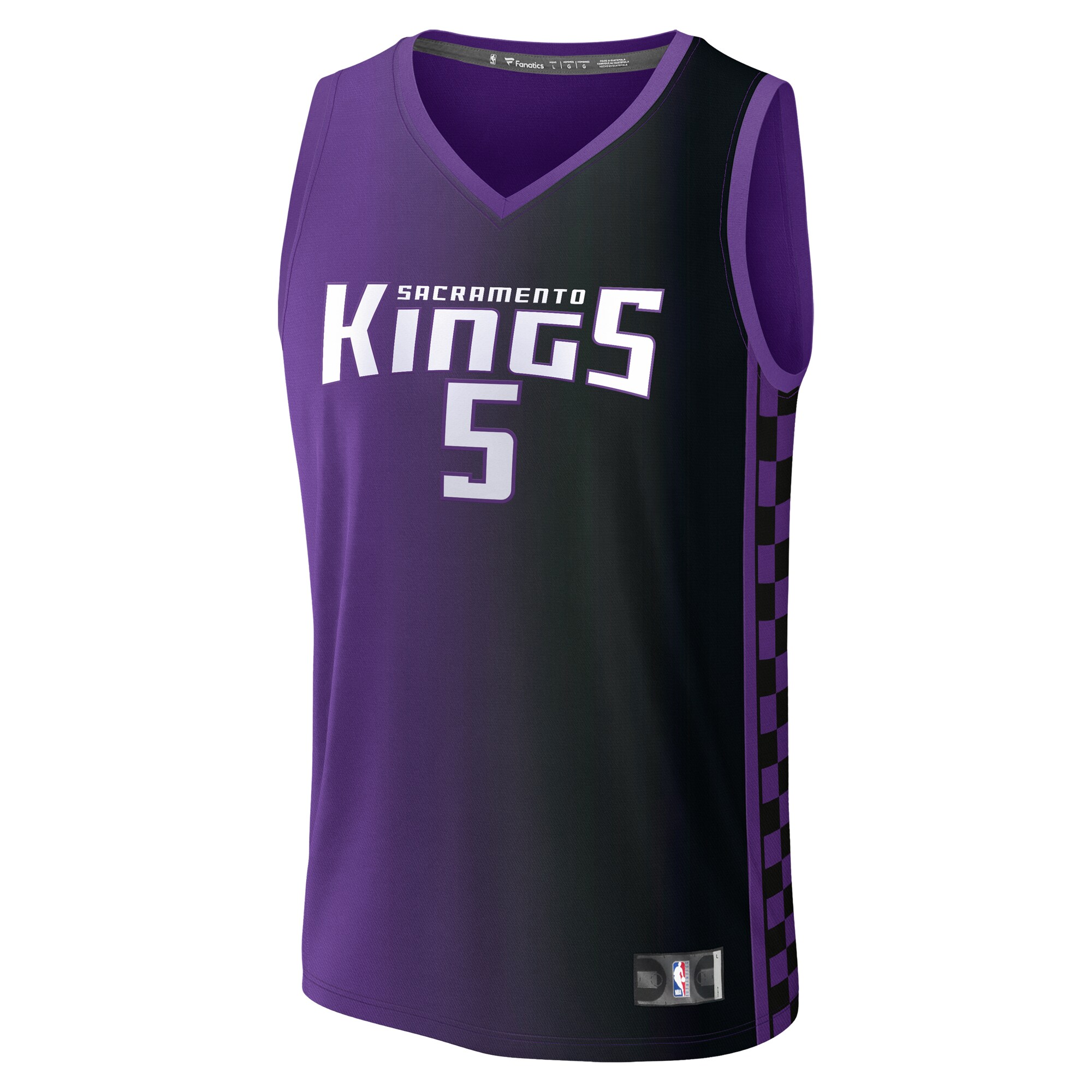 Alternative view of De'aaron Fox Sacramento Kings Fanatics Youth Fast Break Replica Player Basketball Jersey - Statement Edition - Purple