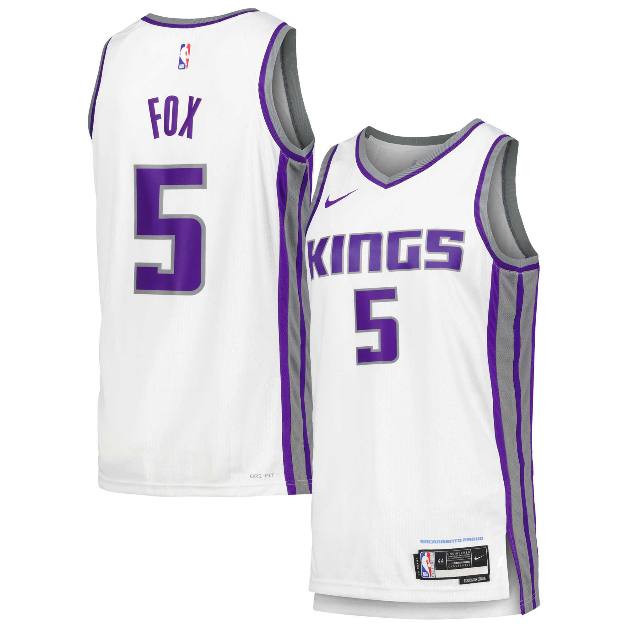 De’aaron Fox Sacramento Kings Swingman Player Basketball Jersey – Association Edition – White