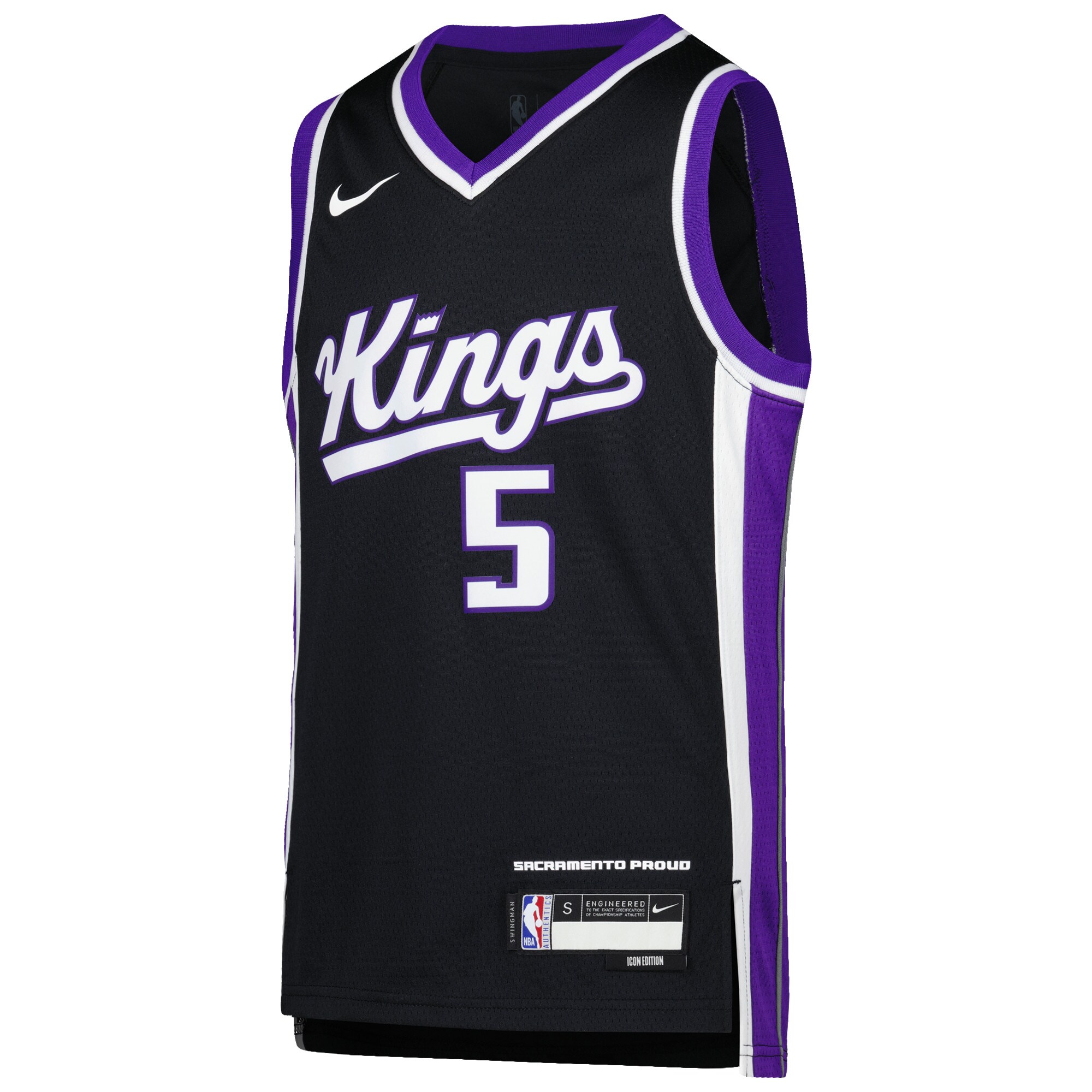 Alternative view of De'aaron Fox Sacramento Kings Youth Swingman Basketball Jersey - Icon Edition - Purple