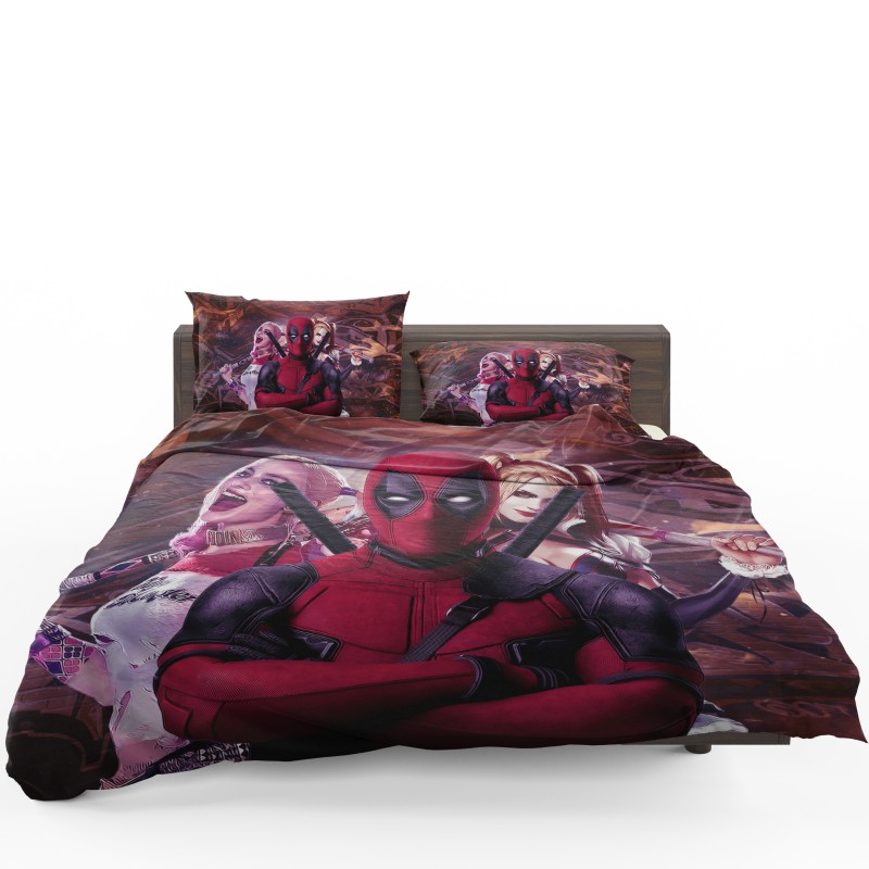 Deadpool And Harley Quinn Artwork Bedding Set - Custom Bedding Set