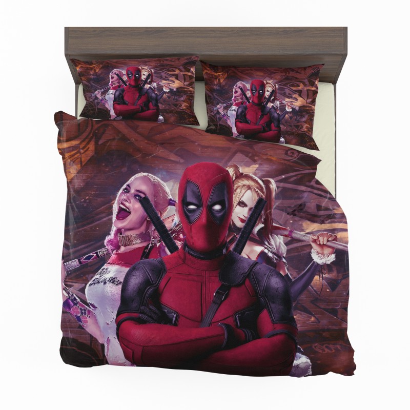 Alternative view of Deadpool And Harley Quinn Artwork Bedding Set - Custom Bedding Set