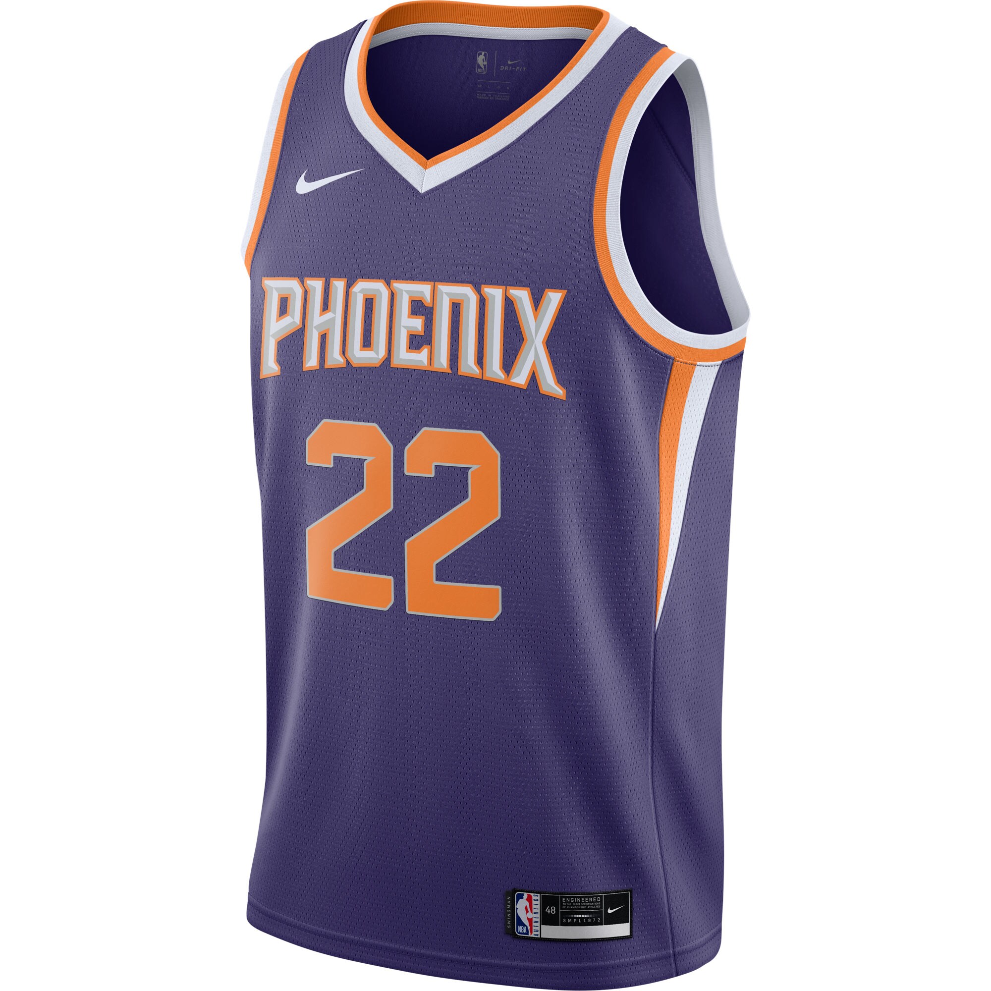 Alternative view of Deandre Ayton Phoenix Suns 2020/21 Swingman Player Basketball Jersey – Icon Edition – Purple