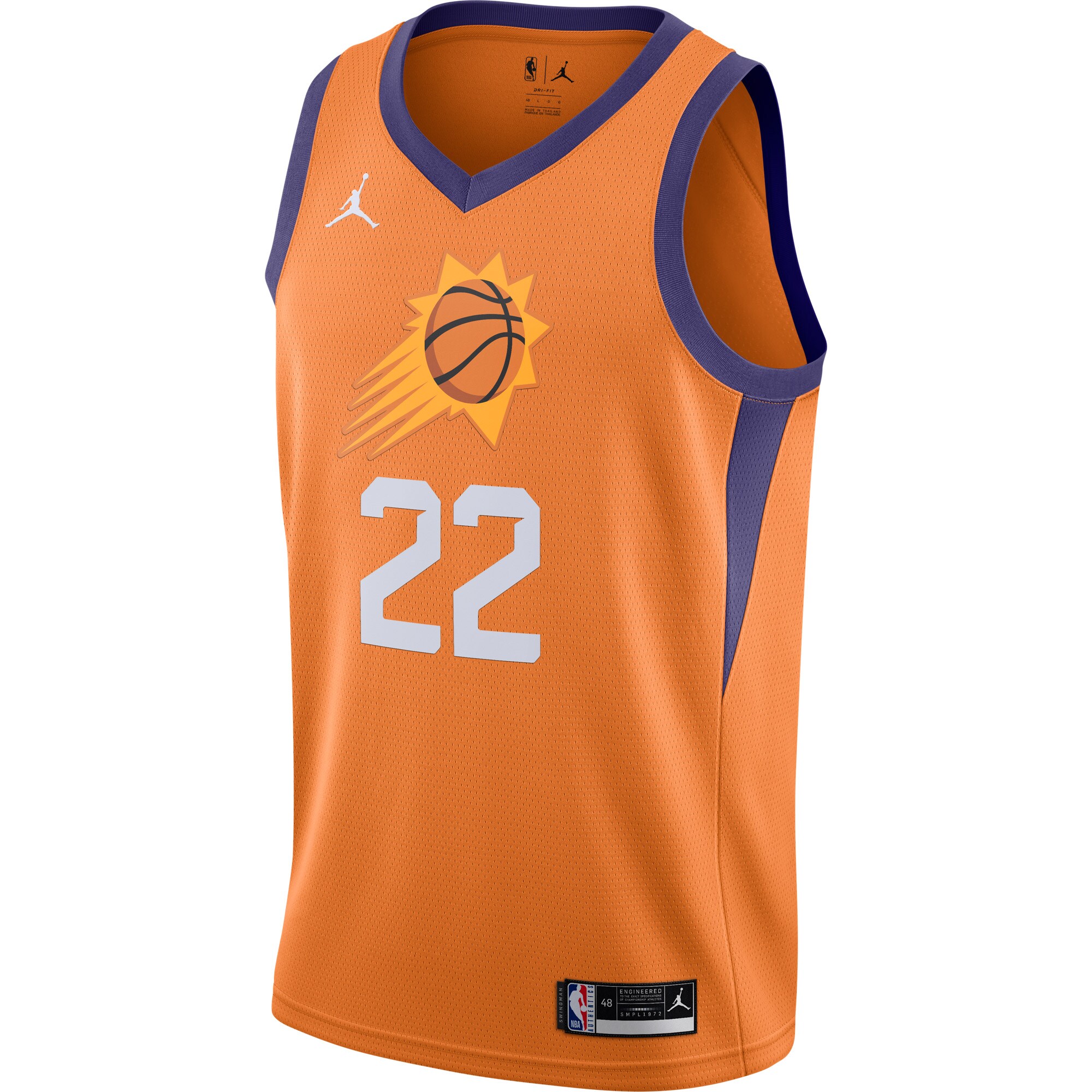 Alternative view of Deandre Ayton Phoenix Suns Jordan Brand 2020/21 Swingman Basketball Jersey – Statement Edition – Orange