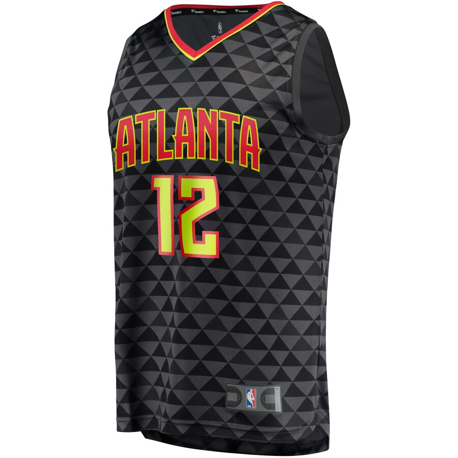 Alternative view of De'andre Hunter Atlanta Hawks Fanatics Branded Fast Break Replica Basketball Jersey Black - Icon Edition