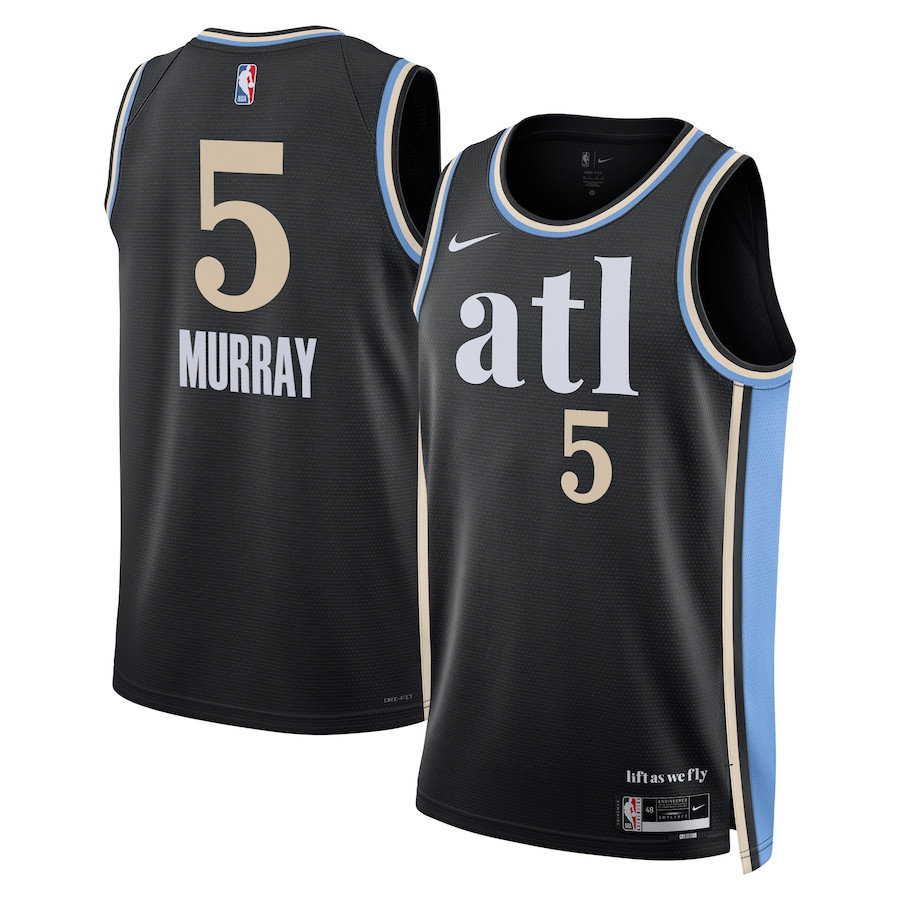 Dejounte Murray 5 Atlanta Hawks 2023/24 City Edition Swingman Basketball Jersey - Black - JS210 
