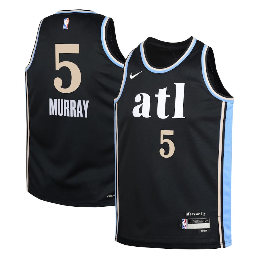 Dejounte Murray 5 Atlanta Hawks 2023/24 City Edition Swingman YOUTH Basketball Jersey - Black - JS639 