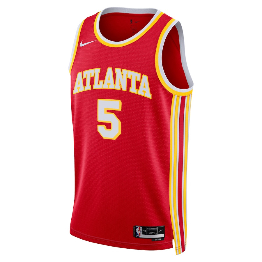 Alternative view of Dejounte Murray 5 Atlanta Hawks Unisex Swingman Basketball Jersey - Icon Edition - Red - JS991 