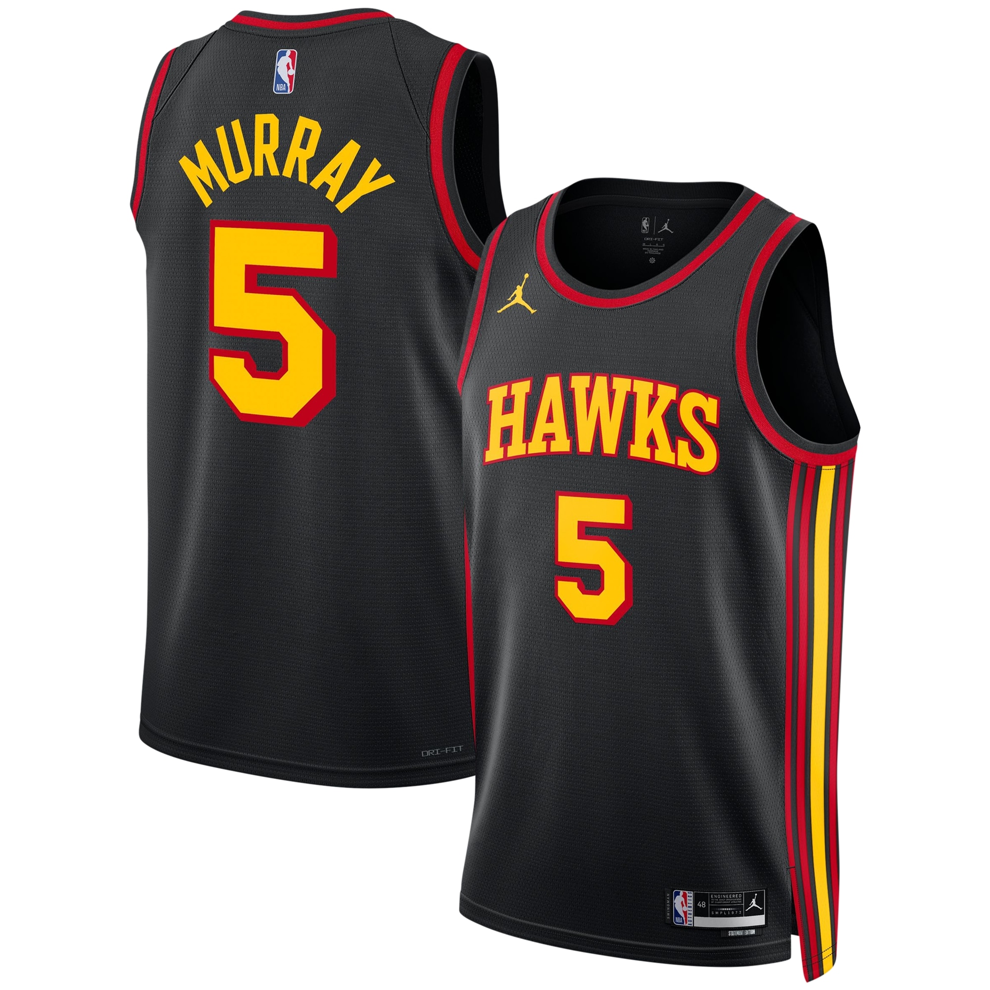 Dejounte Murray Atlanta Hawks Jordan Brand Unisex Swingman Basketball Jersey - Statement Edition - Black