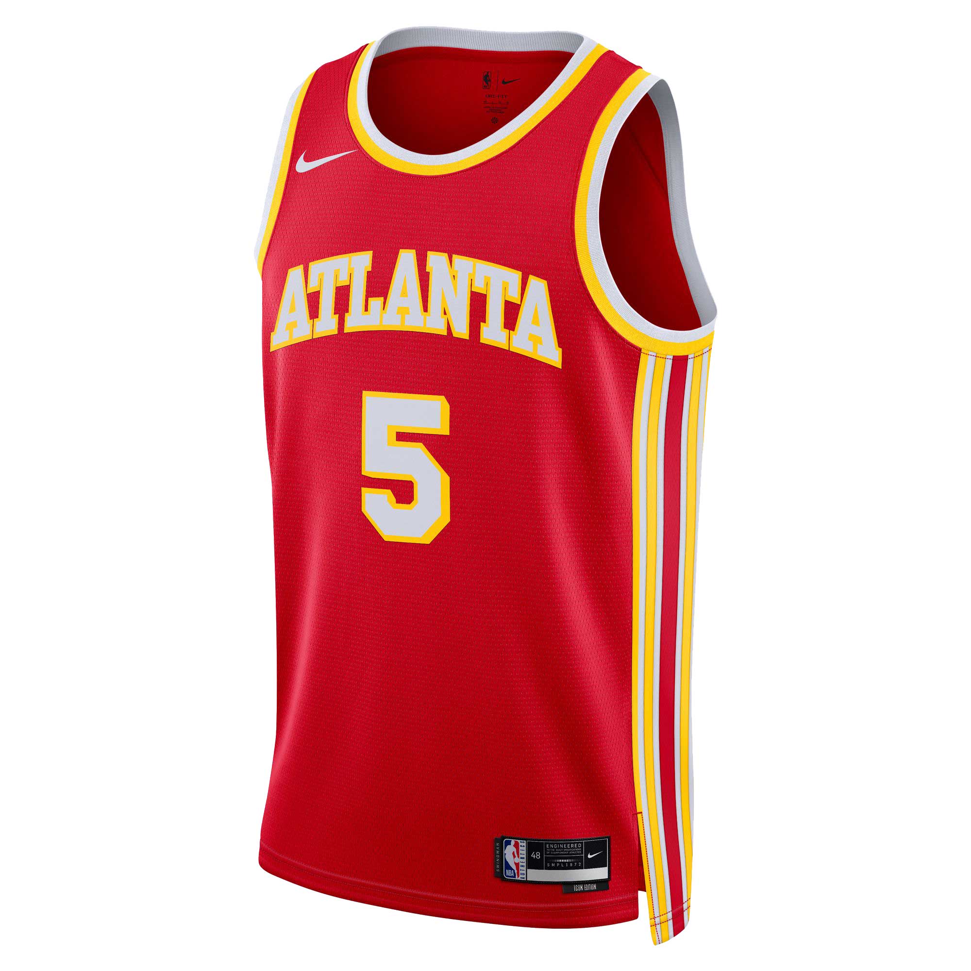 Alternative view of Dejounte Murray Atlanta Hawks Unisex Swingman Basketball Jersey - Icon Edition - Red