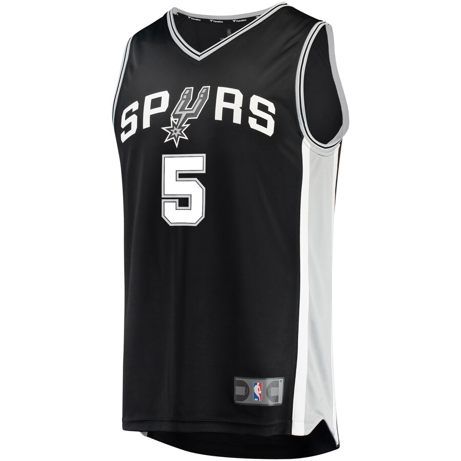 Alternative view of Dejounte Murray San Antonio Spurs Fanatics Branded Fast Break Road Replica Player Basketball Jersey Black - Icon Edition