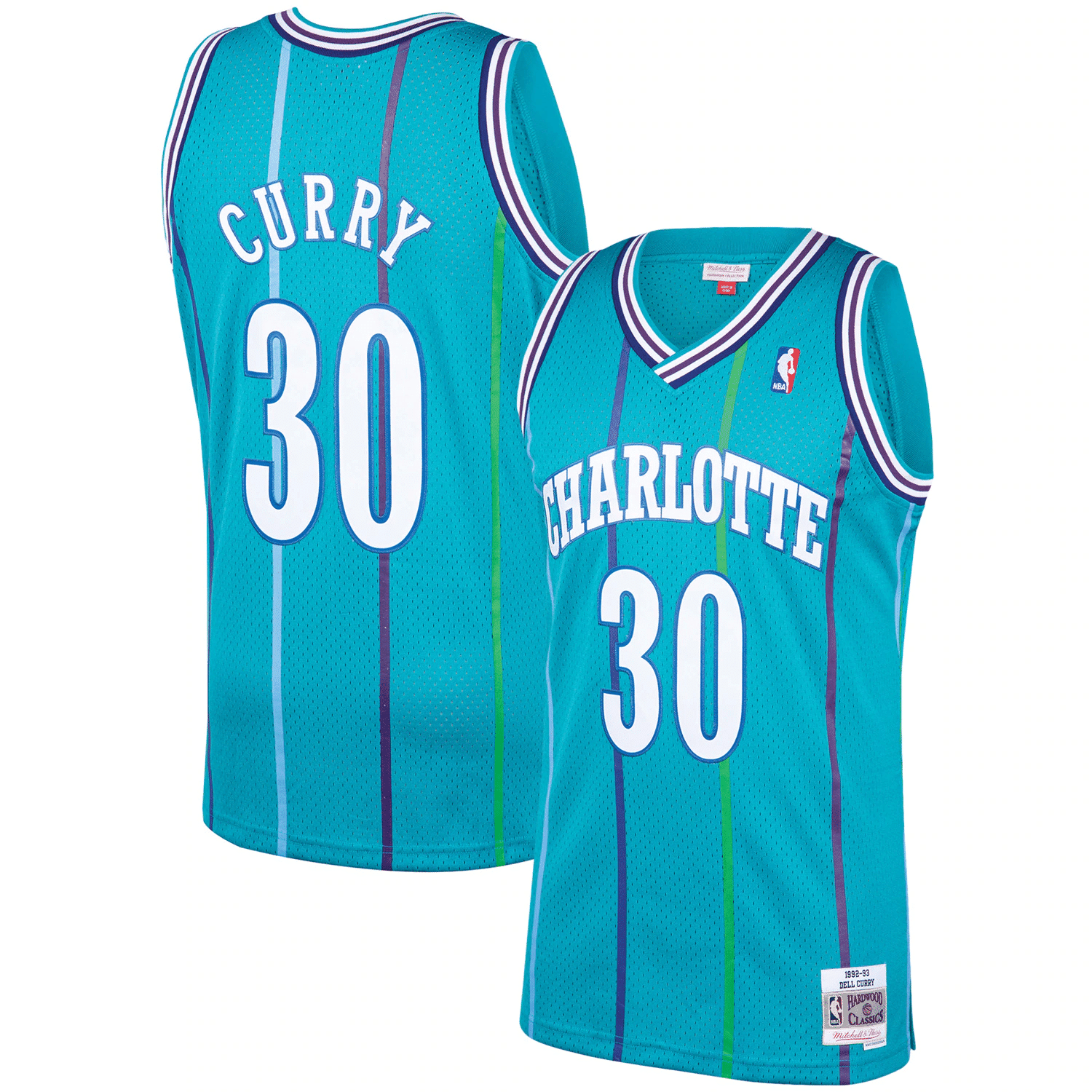 Dell Curry Charlotte Hornets Mitchell & Ness 1992-93 Hardwood Classics Swingman Player Basketball Jersey - Teal Basketball Jersey - JS916 