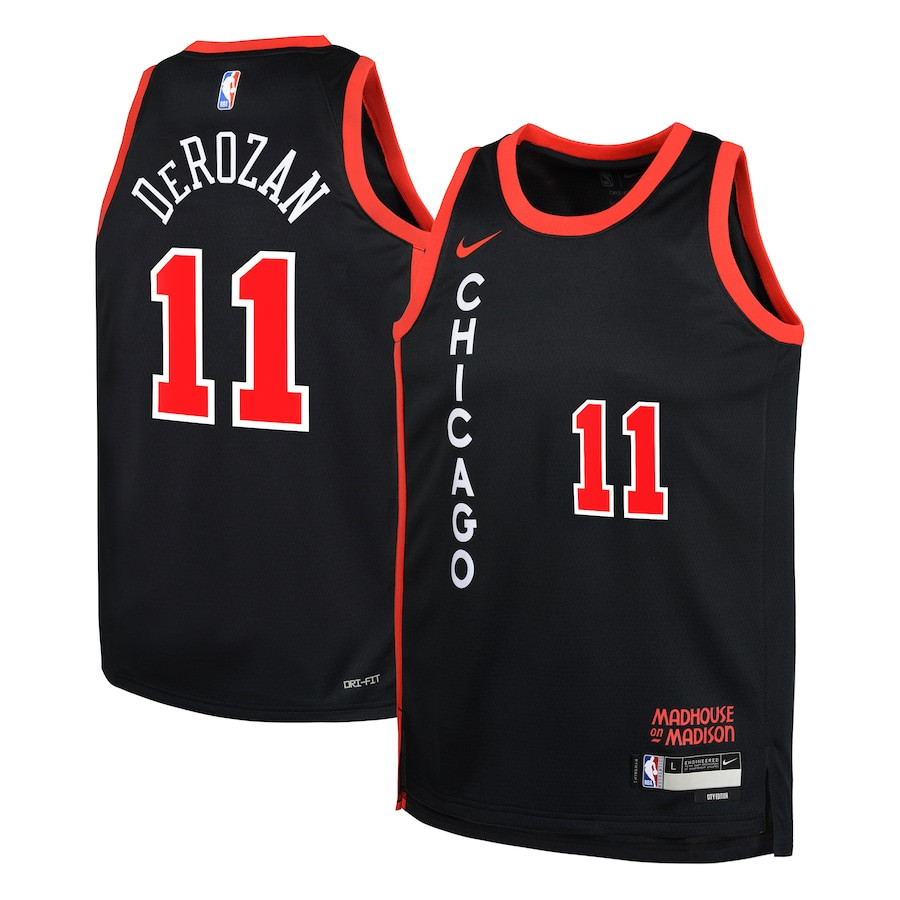 DeMar DeRozan 11 Chicago Bulls 2023/24 City Edition Swingman YOUTH Basketball Jersey - Black - JS938 