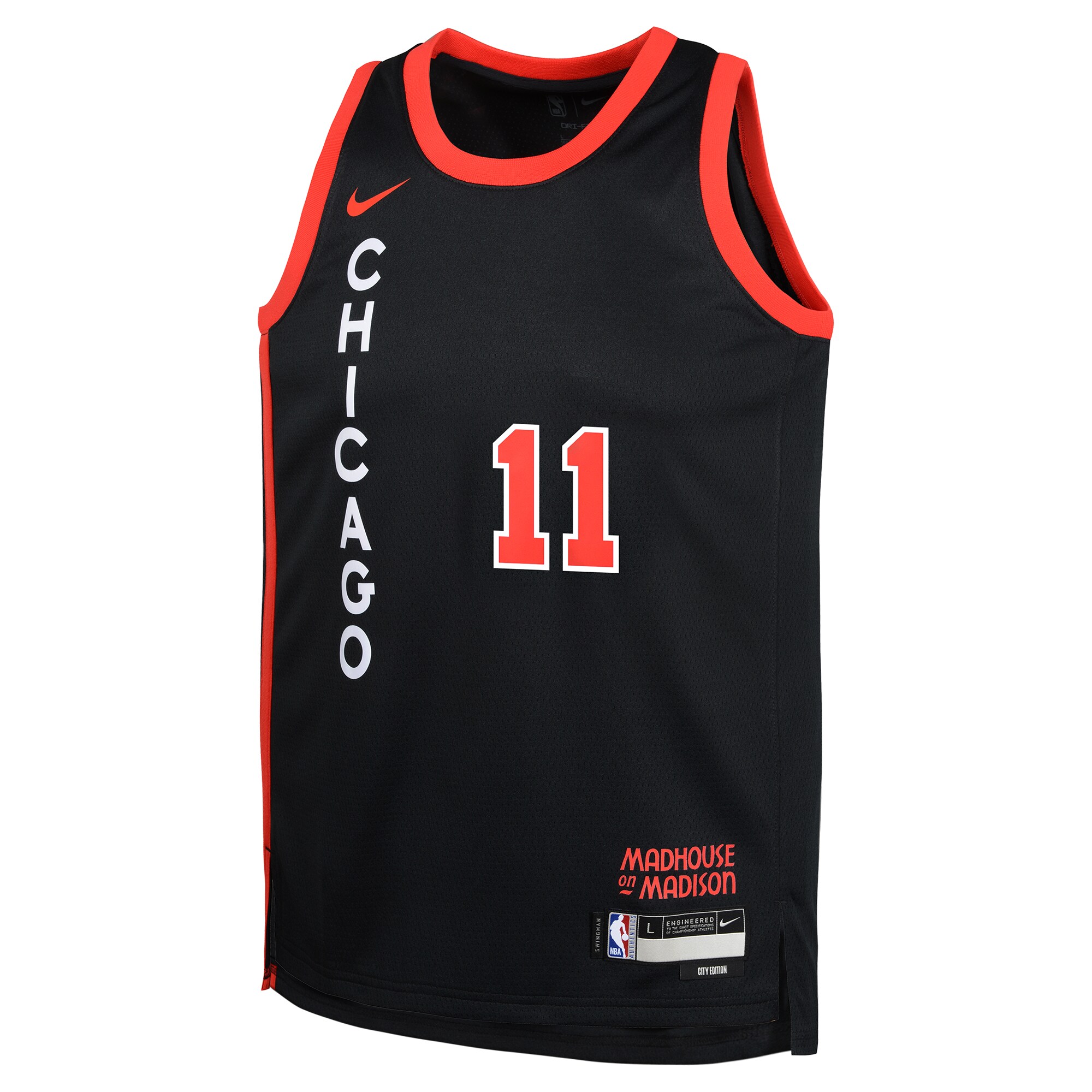 Alternative view of Demar Derozan Chicago Bulls Youth Swingman Replica Basketball Jersey - City Edition - Black