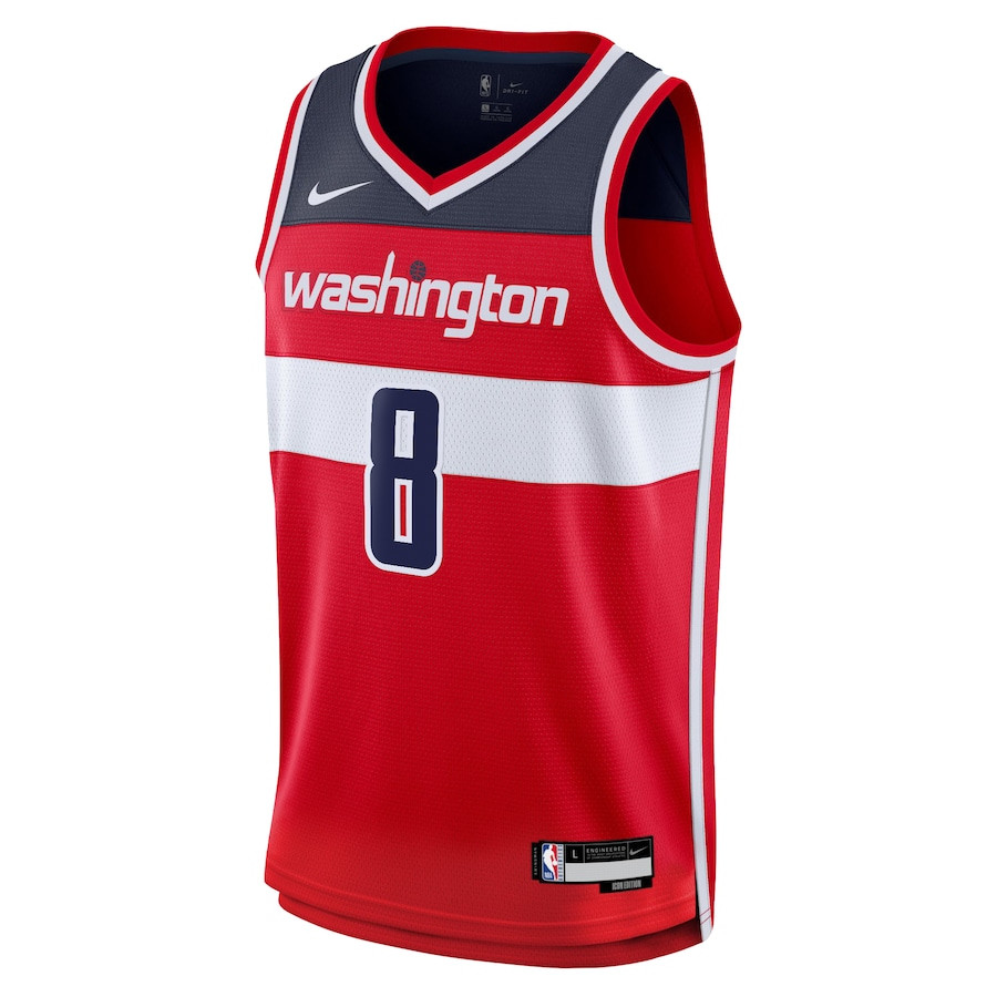 Alternative view of Deni Avdija 8 Washington Wizards Unisex Swingman Jersey - Icon Edition - Red - JS755 