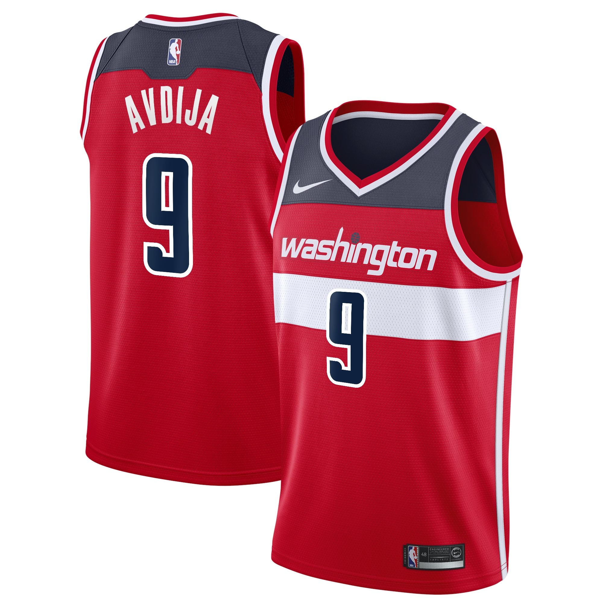 Deni Avdija Washington Wizards 2020/21 Swingman Basketball Jersey Red - Icon Edition