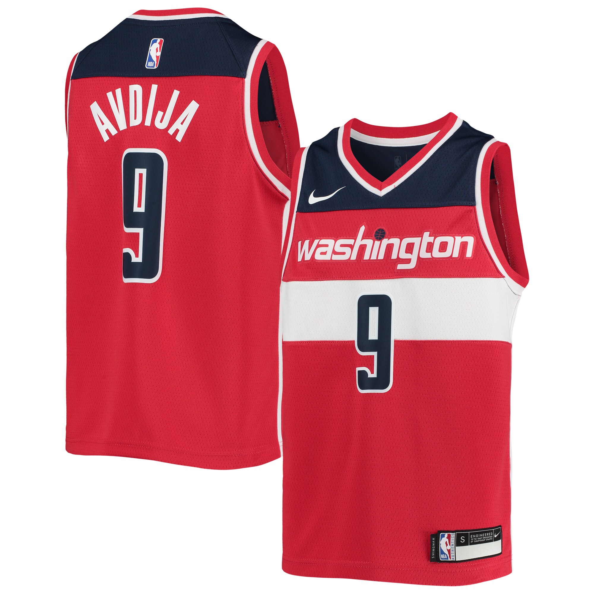 Alternative view of Deni Avdija Washington Wizards Youth 2020/21 Swingman Basketball Jersey - Red - Icon Edition