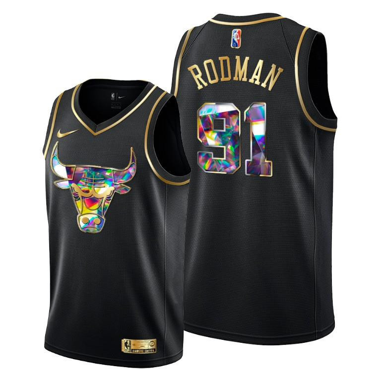 Dennis Rodman 91 Chicago Bulls 75th Anniversary Team Black Basketball Jersey - Men - JS955 