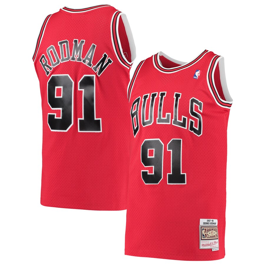 Dennis Rodman Chicago Bulls Mitchell & Ness Hardwood Classics 1997-98 Swingman Basketball Jersey - Red