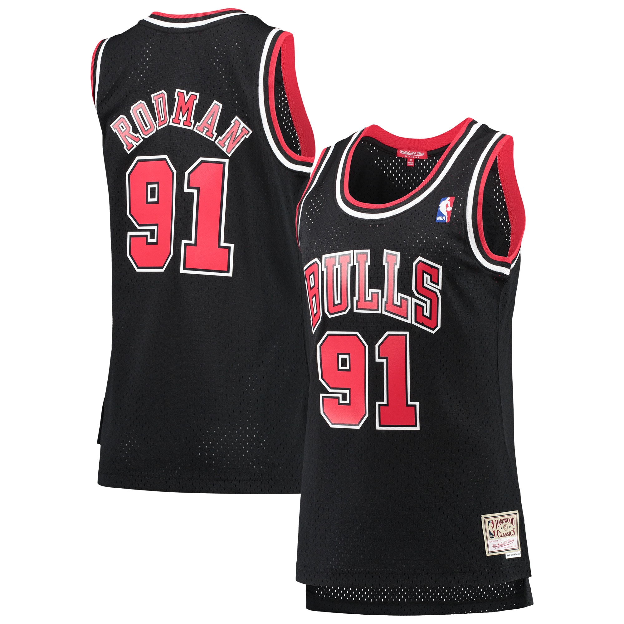 Dennis Rodman Chicago Bulls Mitchell & Ness Women's  Hardwood Classics Swingman Basketball Jersey - Black