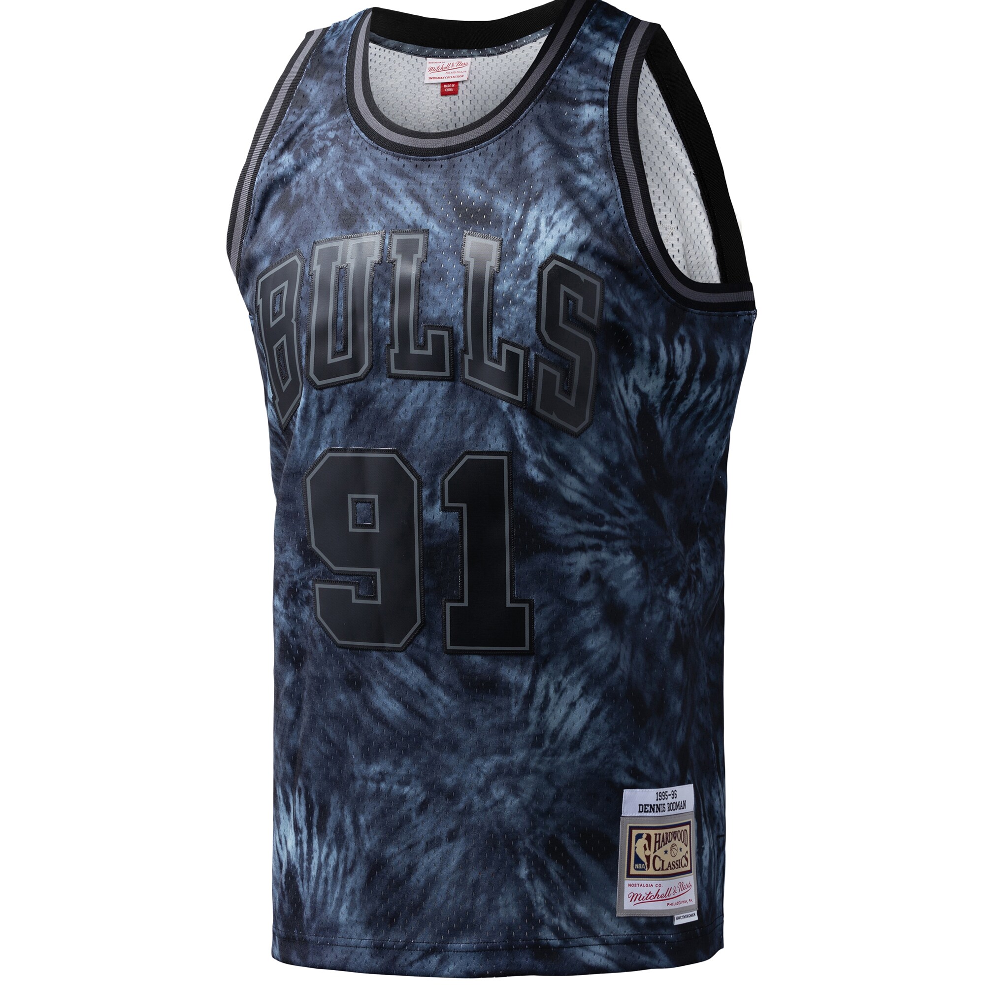 Alternative view of Dennis Rodman Chicago Bulls Mitchell & Ness Hardwood Classics 1995/96 Tie-dye Swingman Basketball Jersey - Black