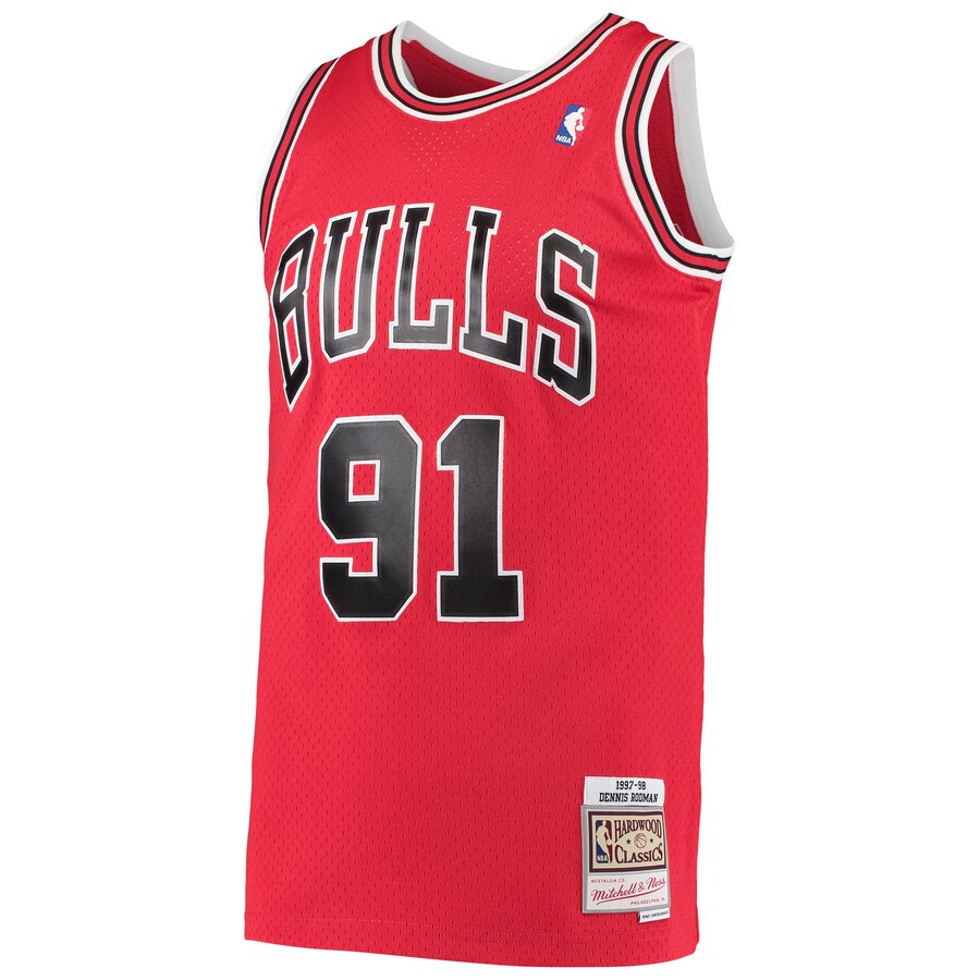 Alternative view of Dennis Rodman Chicago Bulls Mitchell & Ness Hardwood Classics 1997-98 Swingman Basketball Jersey - Red