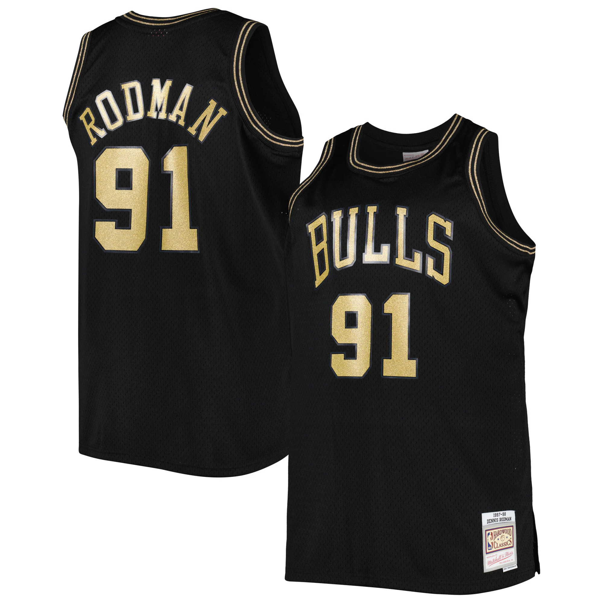 Dennis Rodman Chicago Bulls Mitchell & Ness Team Big & Tall Hardwood Classics 1997/98 Swingman Basketball Jersey - Black