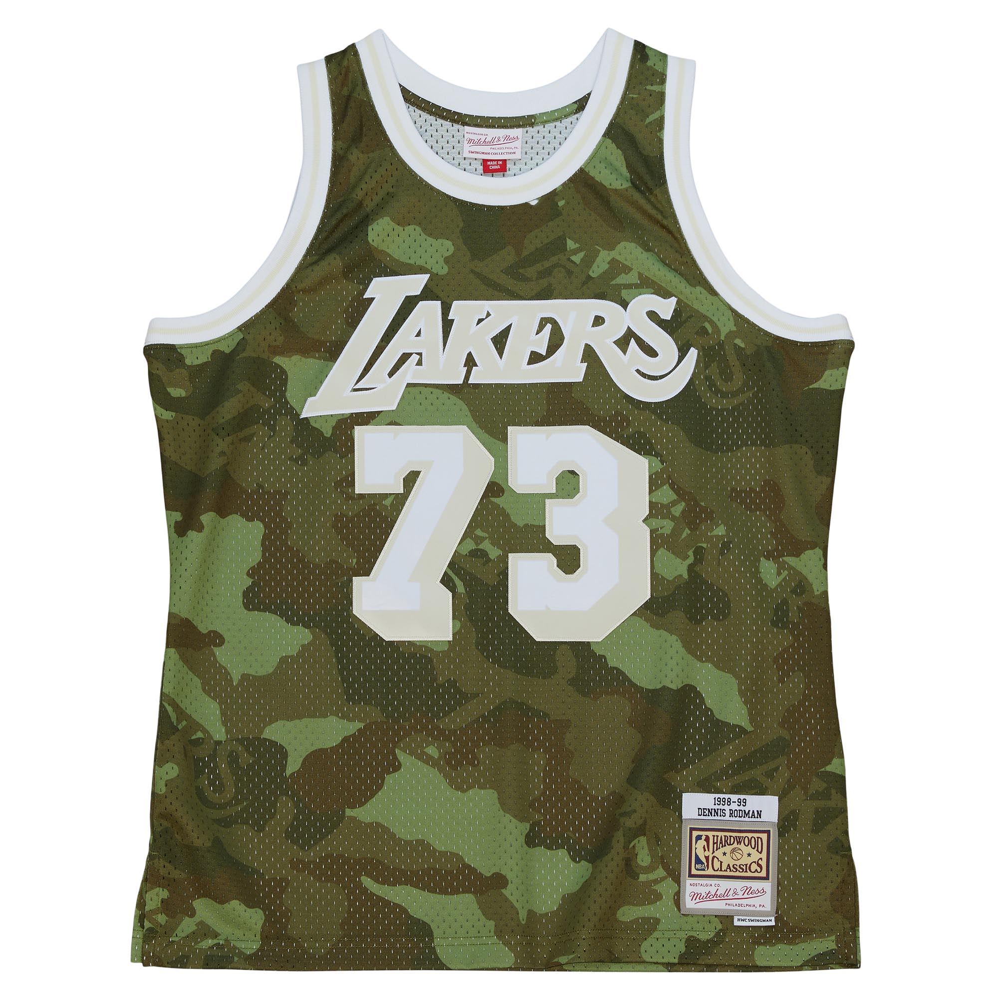 Alternative view of Dennis Rodman Los Angeles Lakers Mitchell & Ness Hardwood Classics 1998/99 Ghost Green Swingman Basketball Jersey - Camo