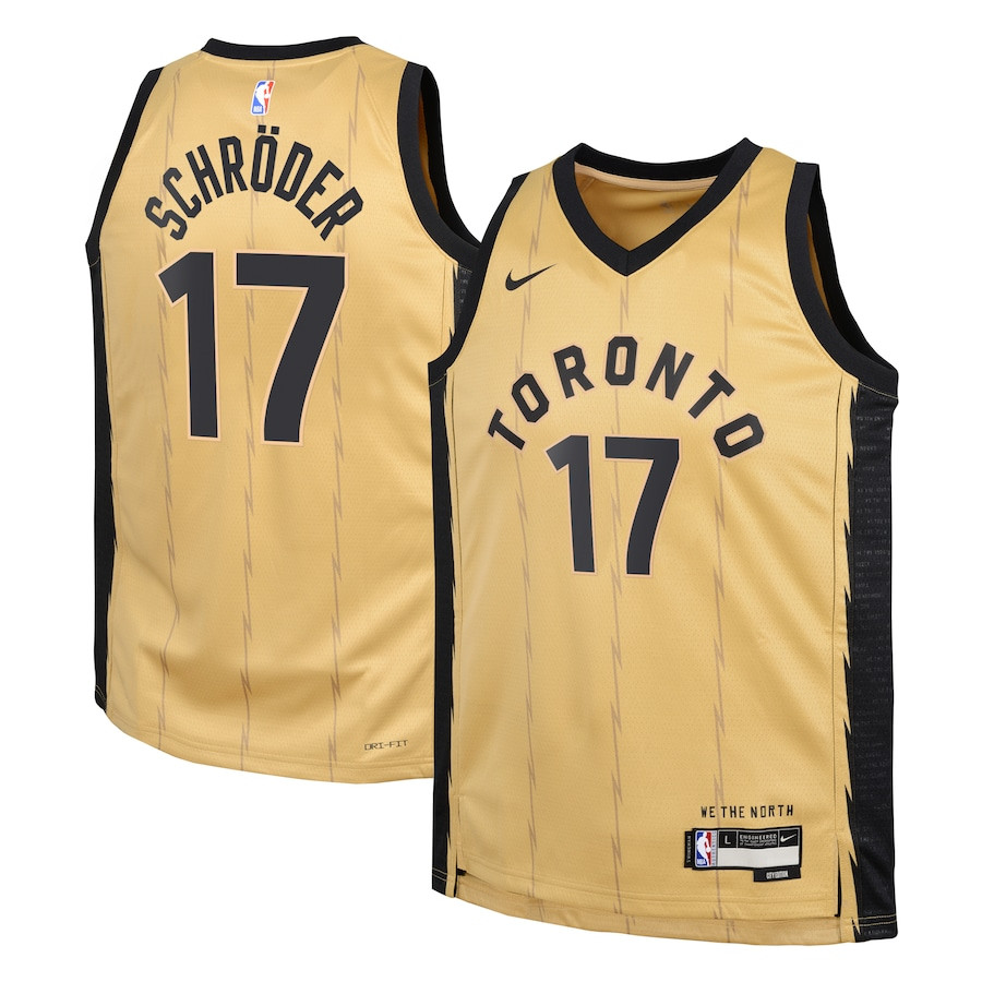 Dennis Schröder 17 Toronto Raptors 2023/24 City Edition Swingman YOUTH Basketball Jersey - Gold - JS633 