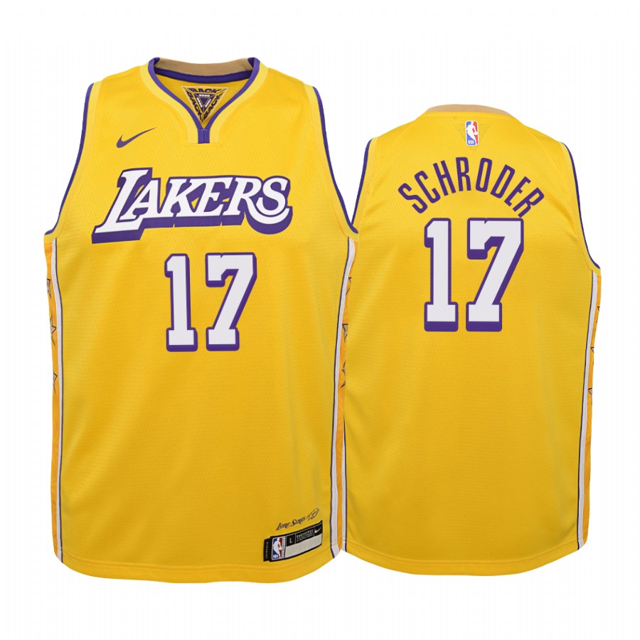 Dennis Schroder Los Angeles Lakers Youth Gold Icon Edition Basketball Jersey 2020 Trade