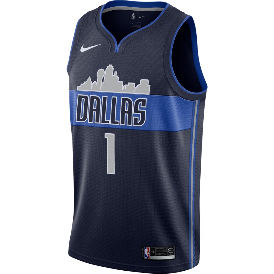 Alternative view of Dennis Smith Jr Dallas Mavericks Replica Swingman Basketball Jersey - Statement Edition - Navy