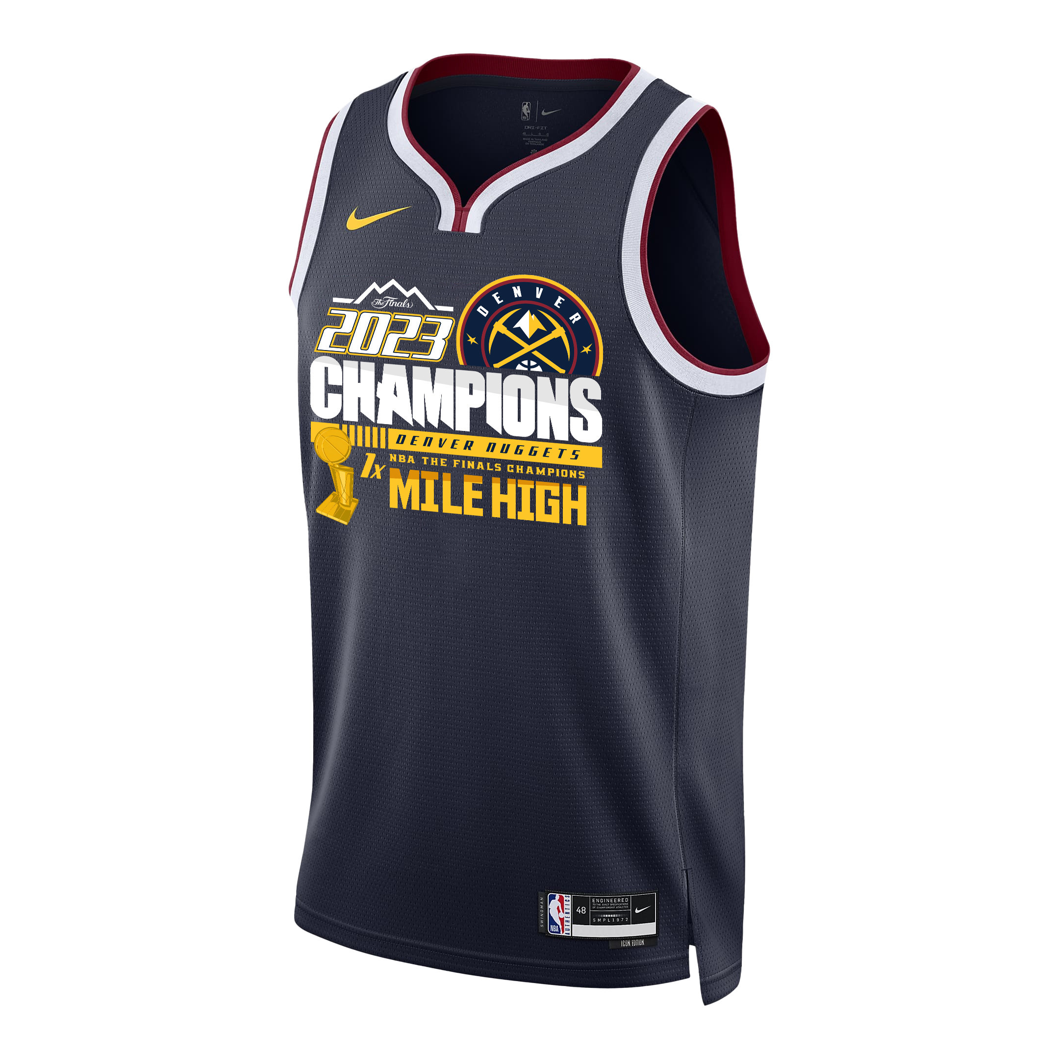 Alternative view of Denver Nuggets 1st Mile High Champions The Finals 2023 Swingman Basketball Jersey - Black - JS991 