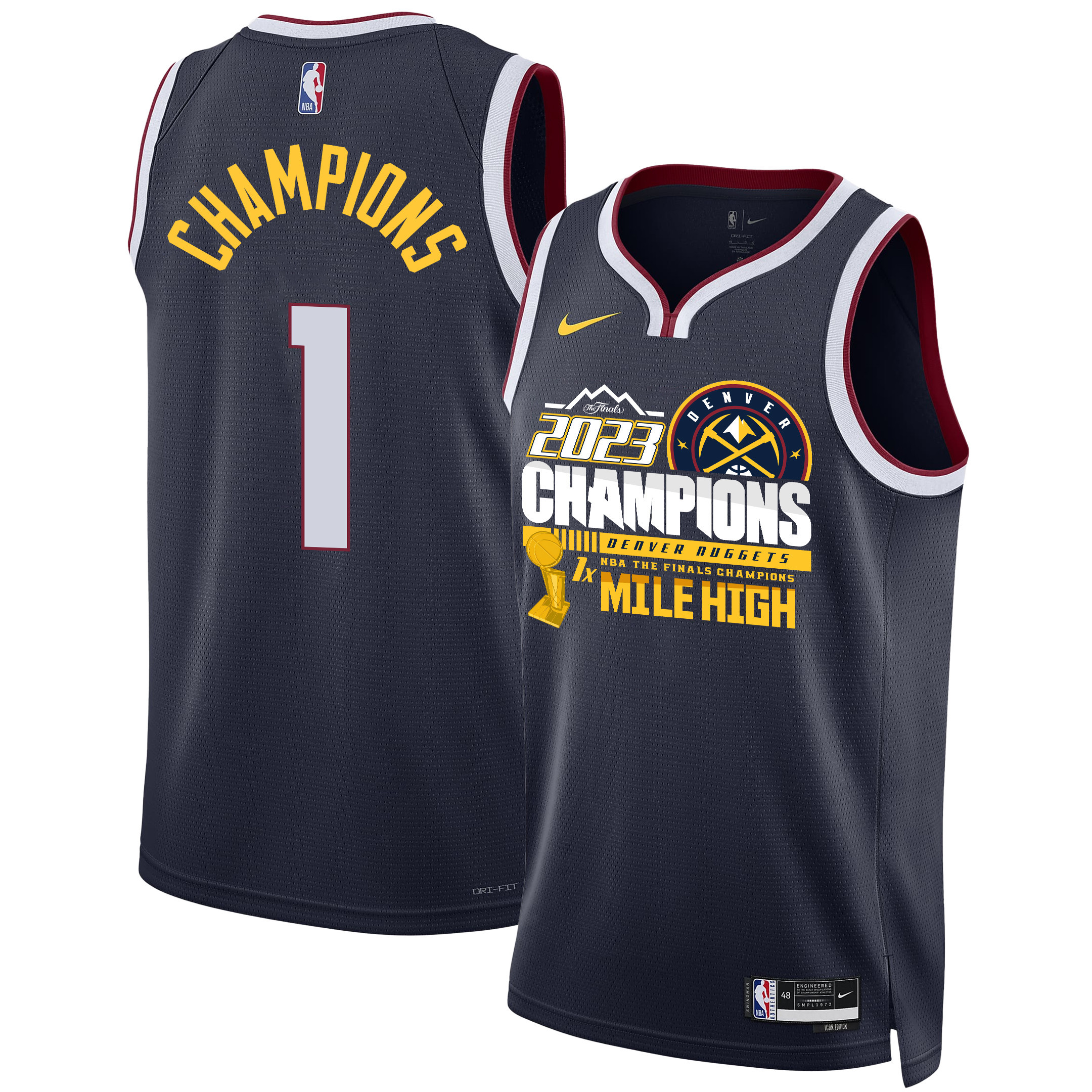 Denver Nuggets 1st Mile High Champions The Finals 2023 Swingman Basketball Jersey - Black - JS991 