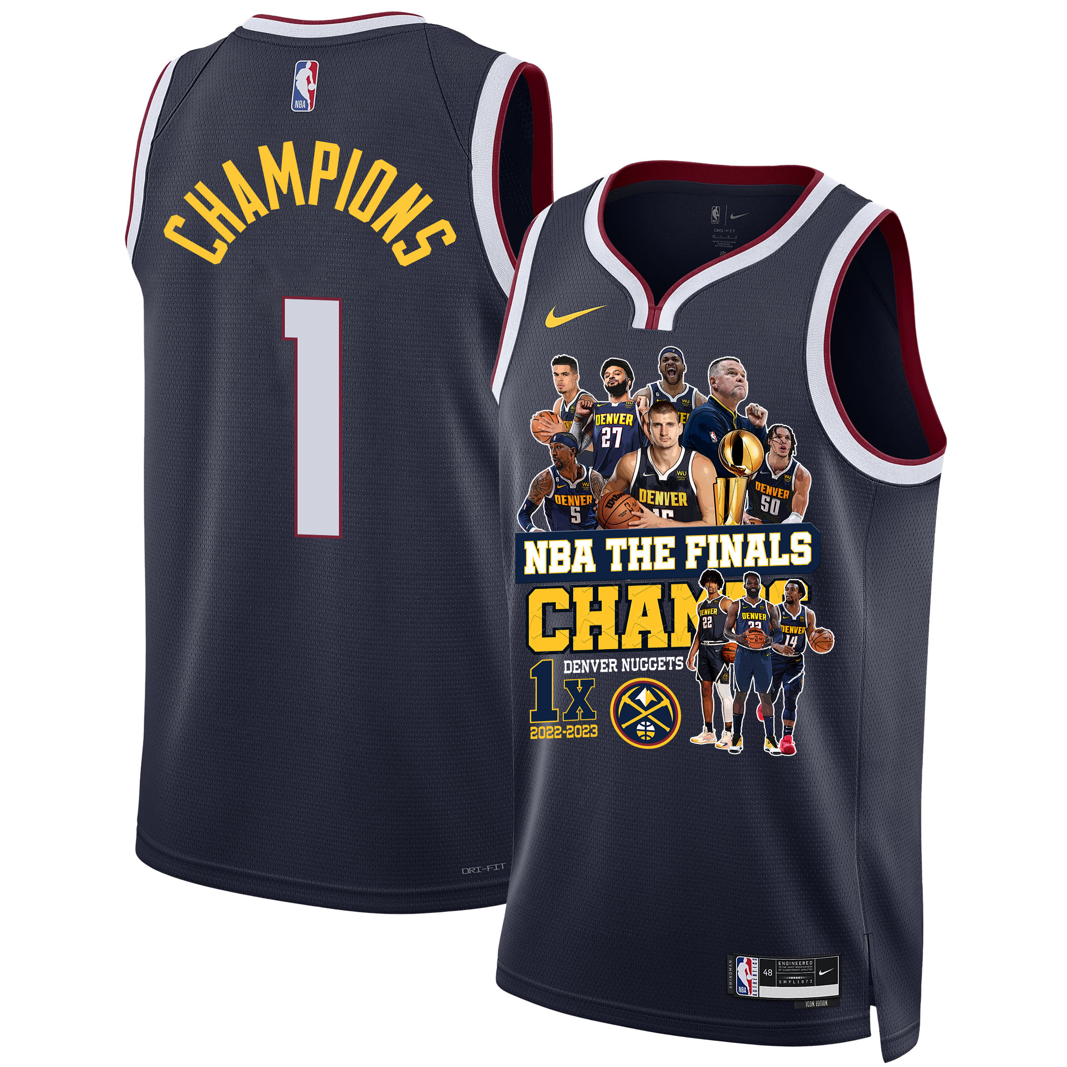 Denver Nuggets 1st NBA The Final Champions 2023 Swingman Basketball Jersey - Black - JS244 