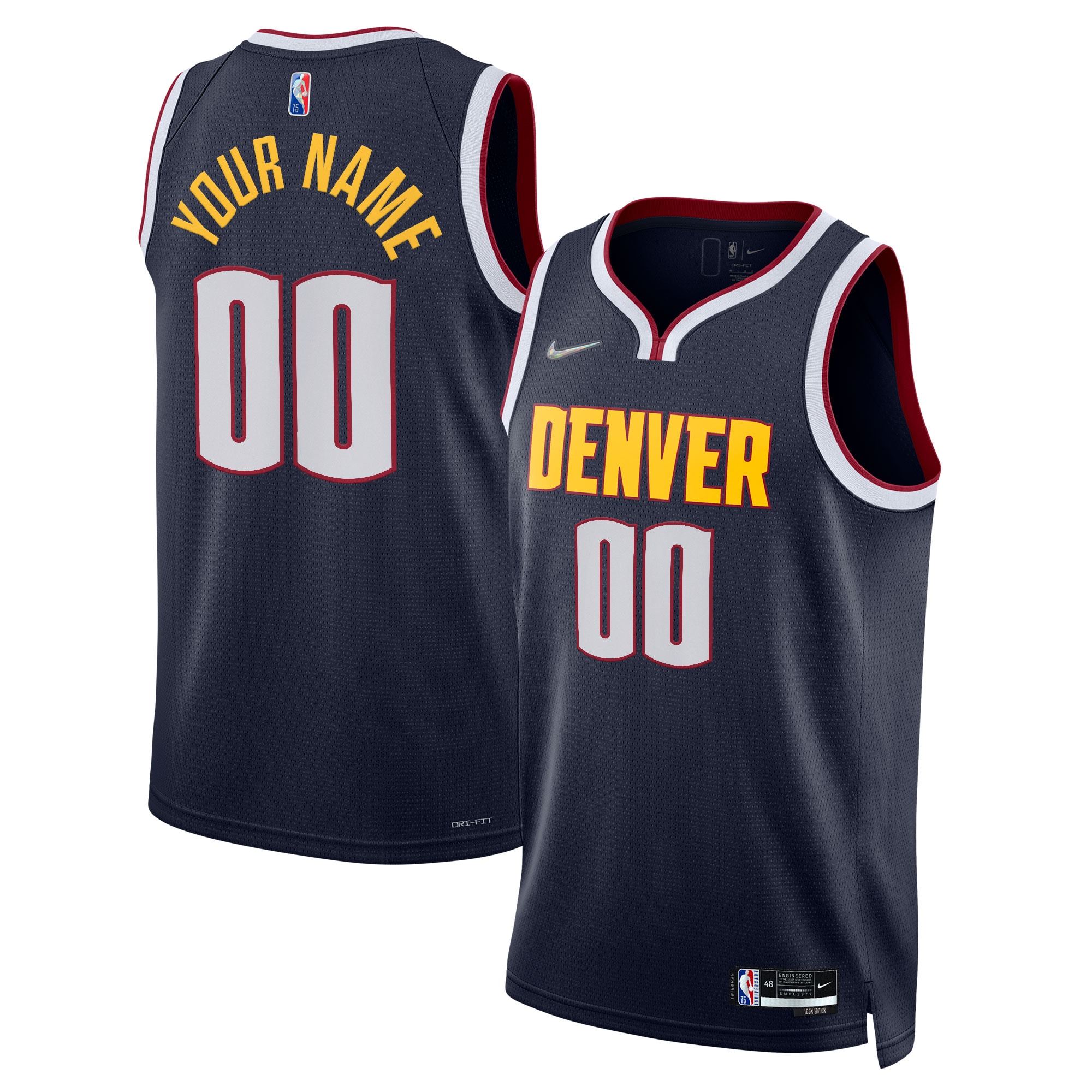 Denver Nuggets 2021/22 Diamond Swingman Custom Basketball Jersey - Icon Edition - Navy