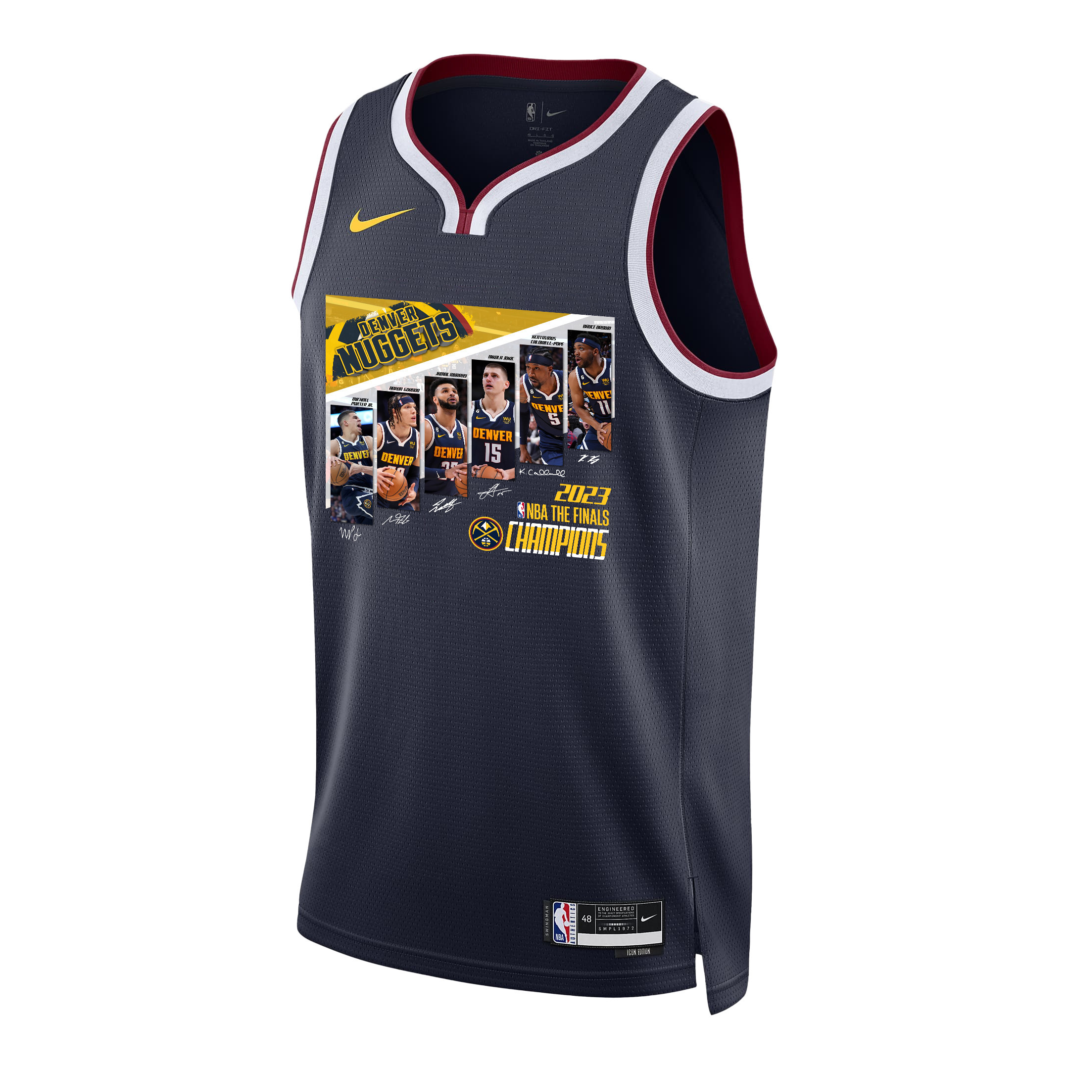 Alternative view of Denver Nuggets 2023 Championship Journey Players Signatures Swingman Basketball Jersey - Black - JS498 