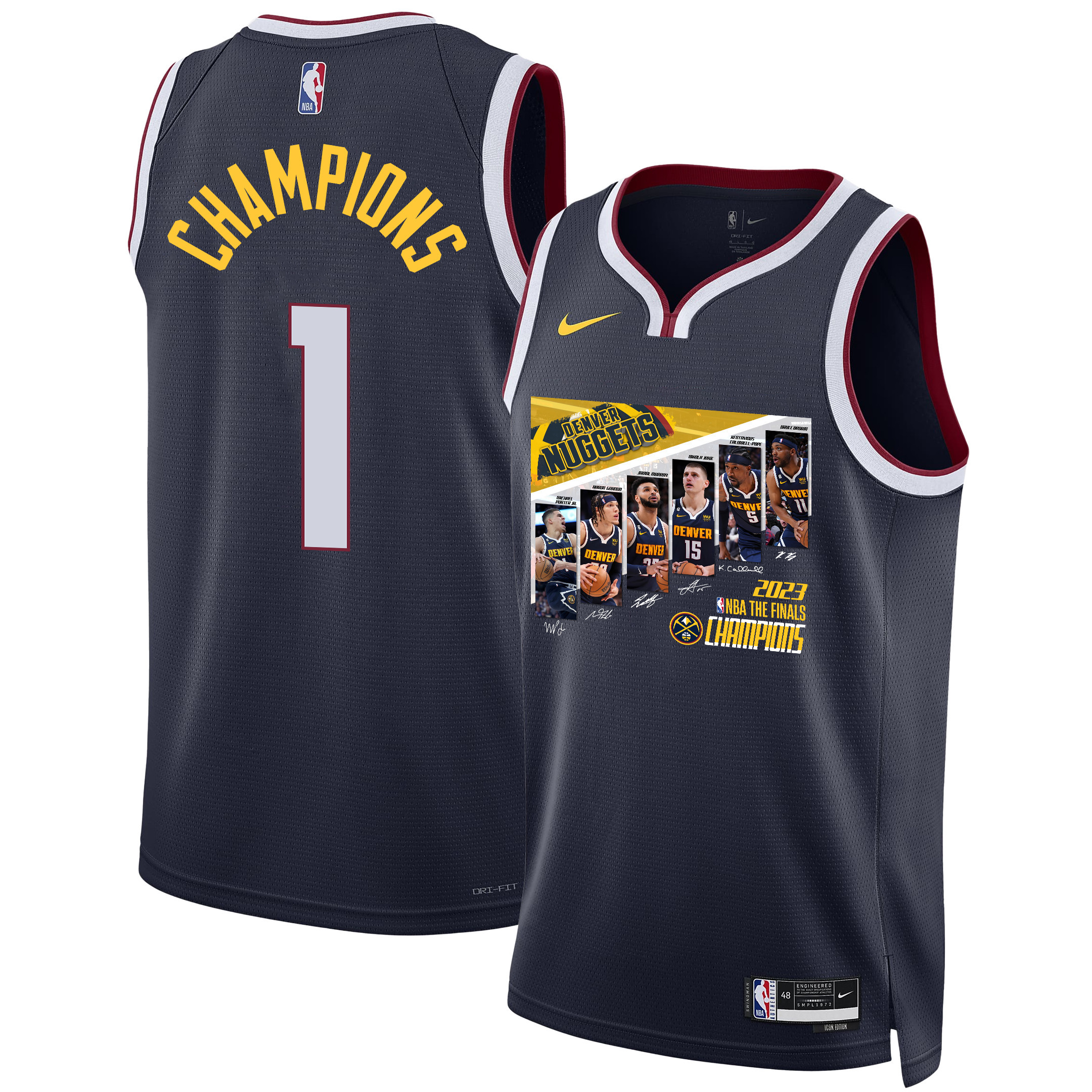 Denver Nuggets 2023 Championship Journey Players Signatures Swingman Basketball Jersey - Black - JS498 