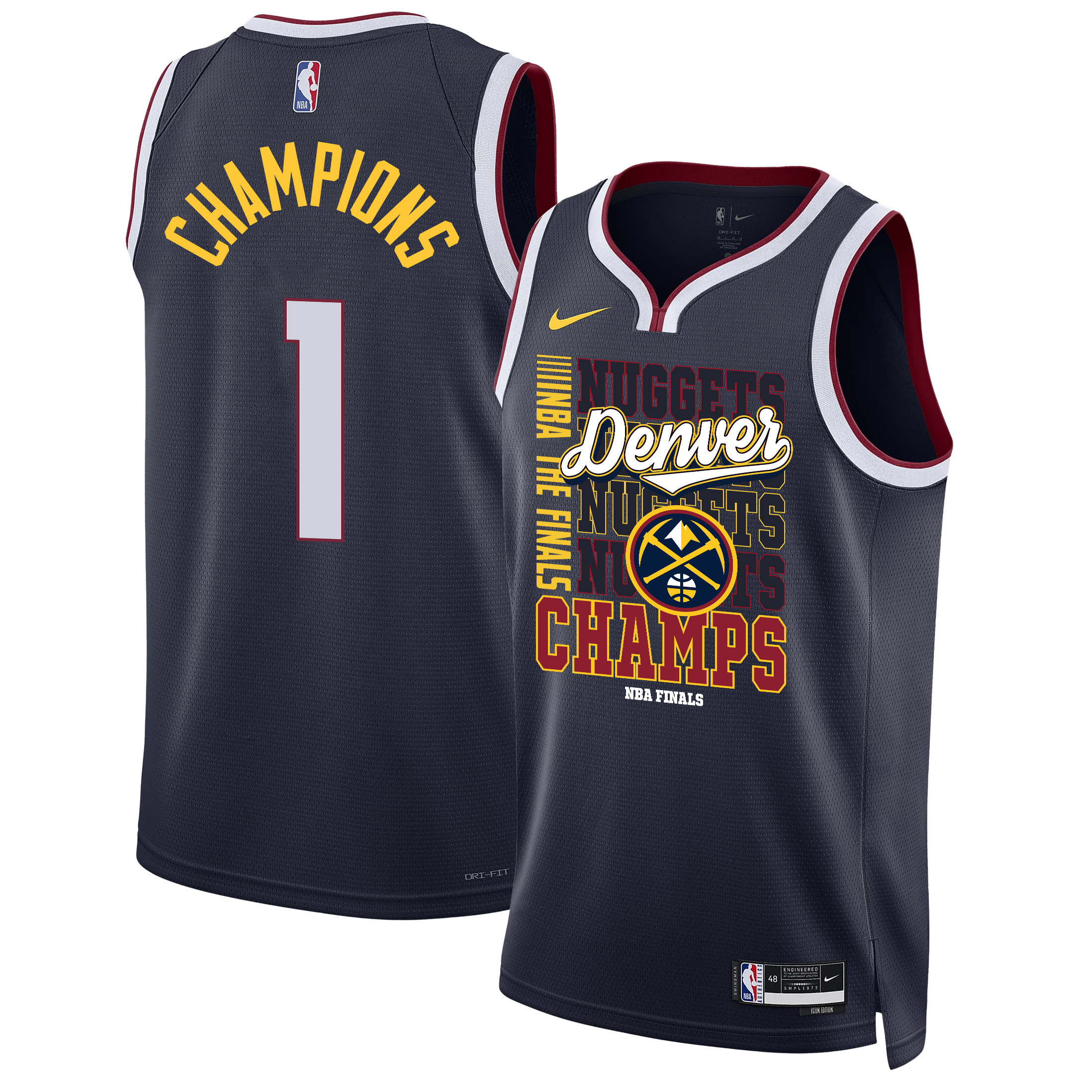 Denver Nuggets 2023 NBA The Finals Champions Swingman Basketball Jersey - Black - JS519 