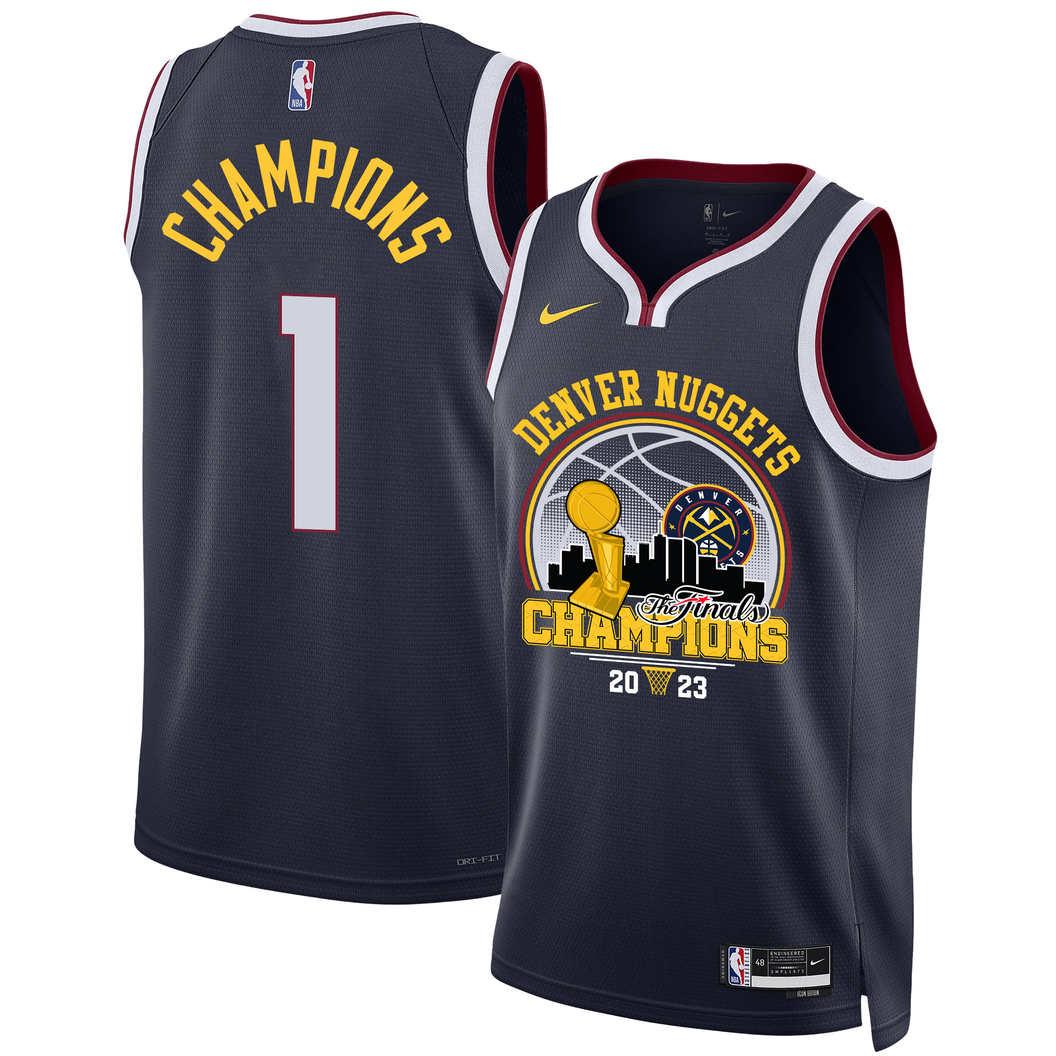 Denver Nuggets 2023 The Final Champions Swingman Basketball Jersey Golden Triumph - Black - JS672 