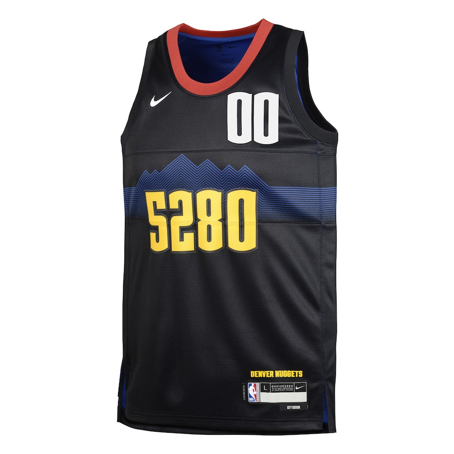 Alternative view of Denver Nuggets 2023/24 City Edition Swingman Custom YOUTH Basketball Jersey - Black - JS484 