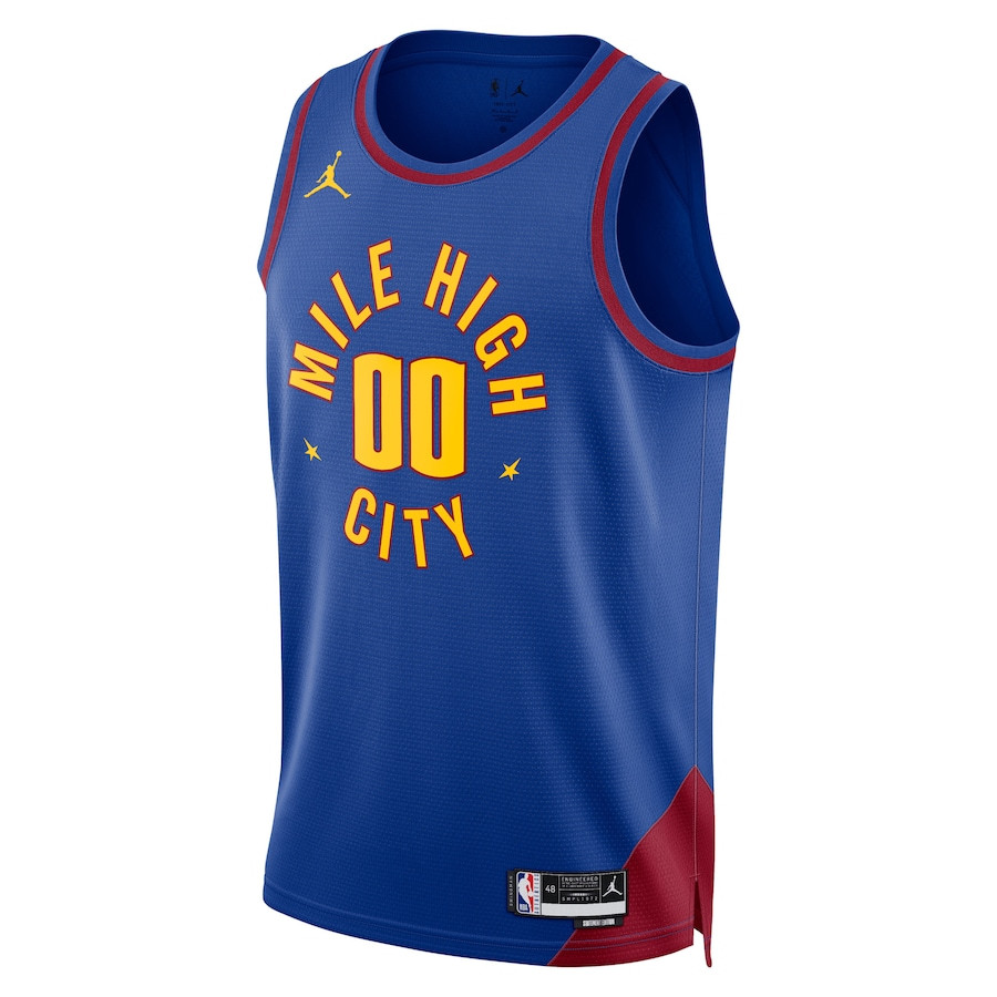 Alternative view of Denver Nuggets 2023/24 Statement Swingman Custom Men Basketball Jersey - Royal - JS870 