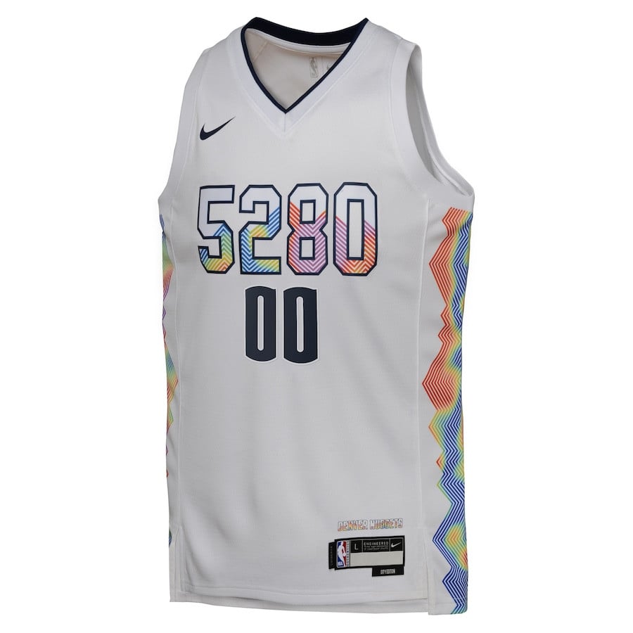Alternative view of Denver Nuggets 2024/25 Swingman Custom YOUTH Basketball Jersey - City Edition - White - JS531 