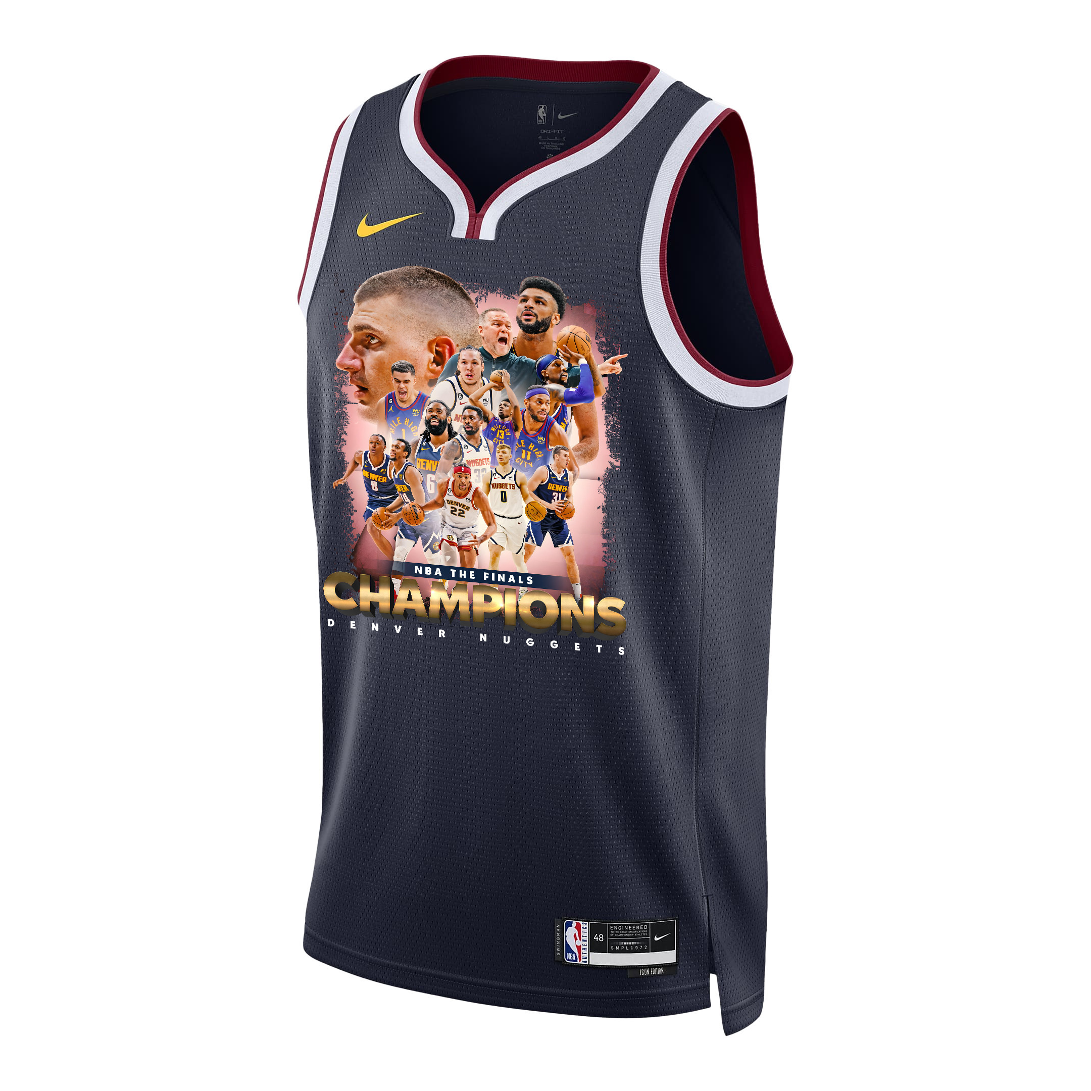 Alternative view of Denver Nuggets Advance To 2023 NBA Champions Swingman Basketball Jersey - Black - JS504 