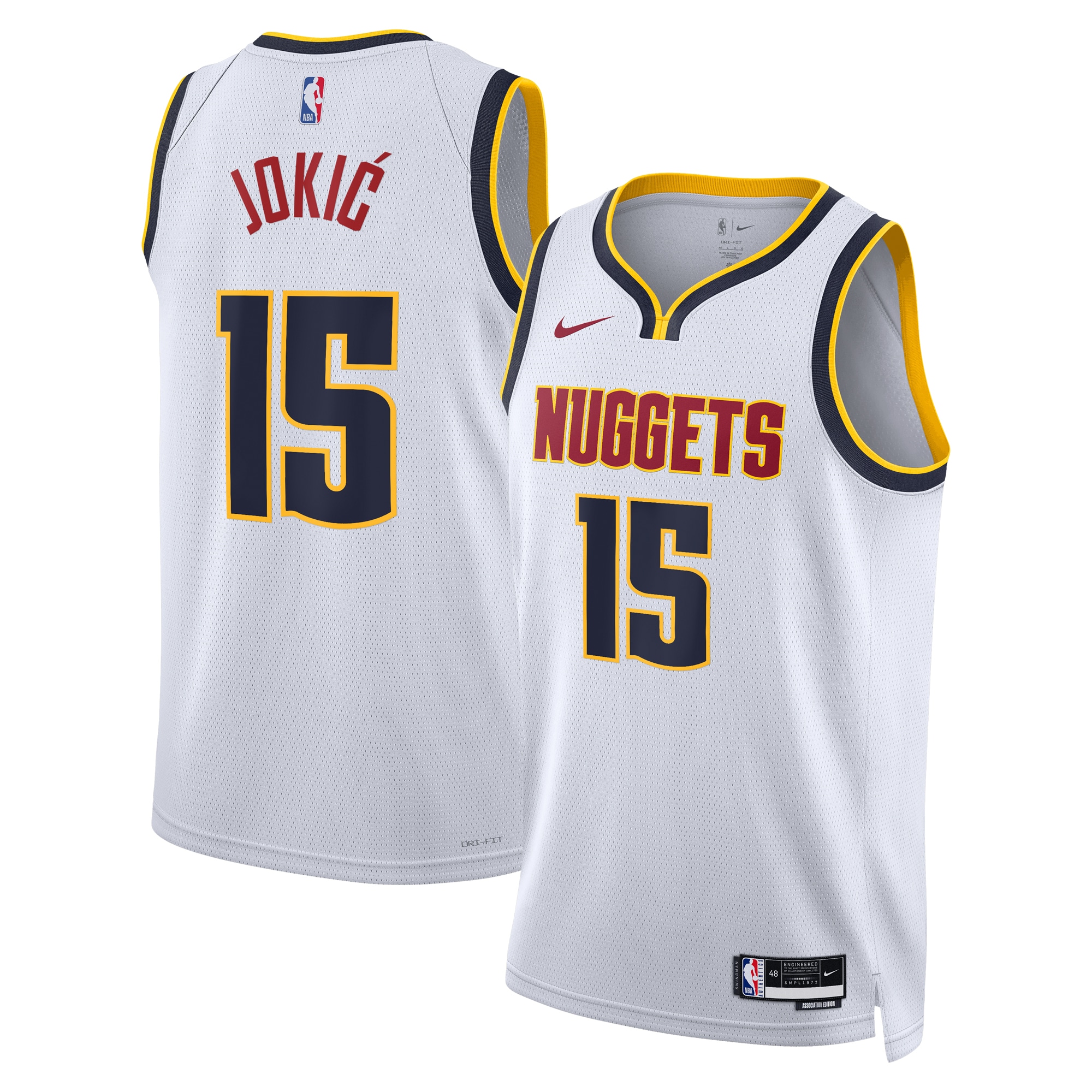 Denver Nuggets Association Swingman Basketball Jersey - White - Nikola Jokić - Youth - JS542 