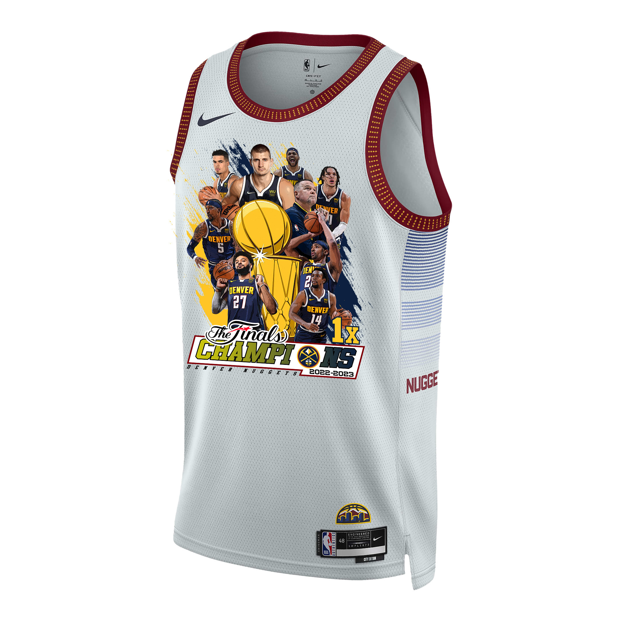 Alternative view of Denver Nuggets Celebrating The 2023 Champions Swingman Basketball Jersey - White - JS242 