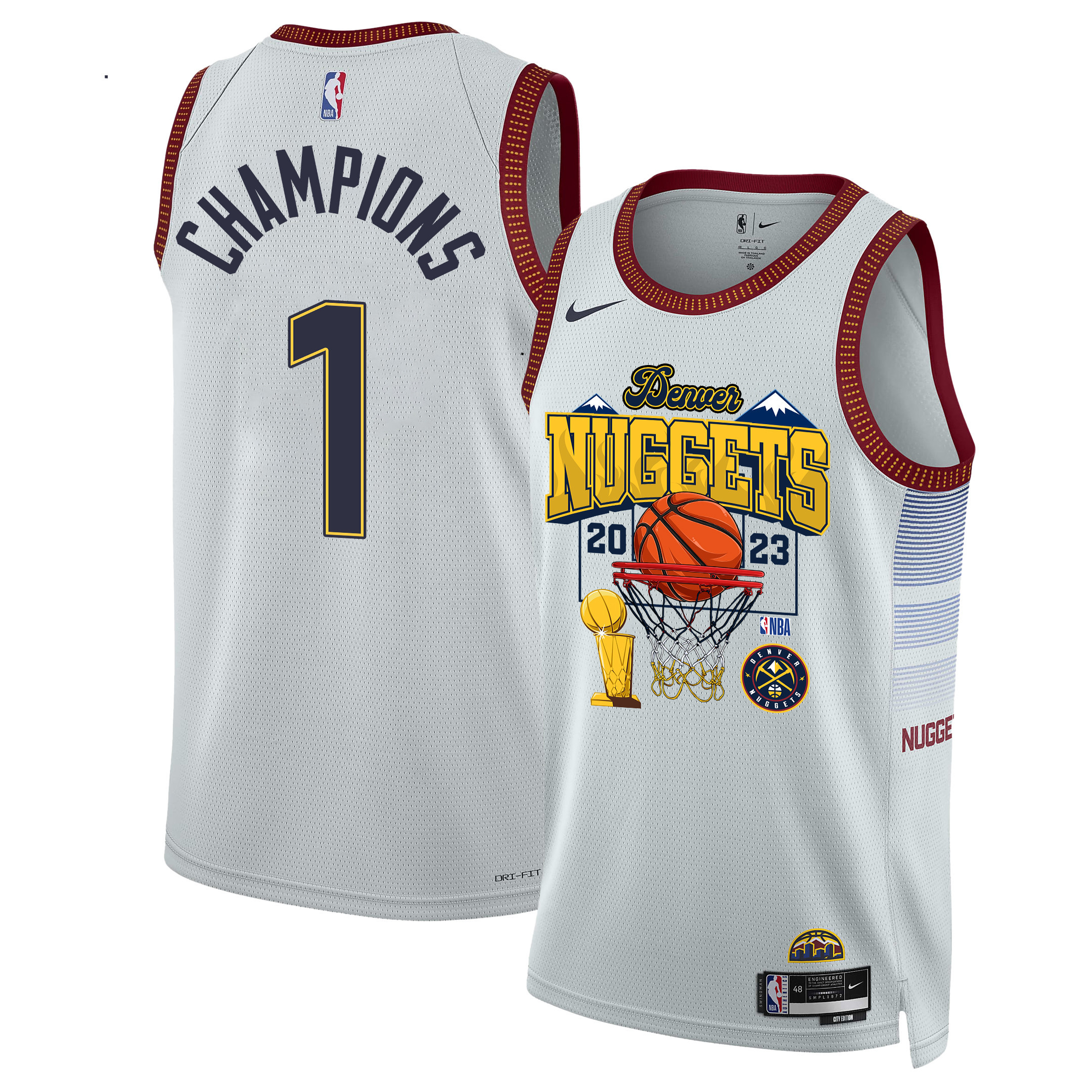 Denver Nuggets Champions 2023 Swingman Basketball Jersey Golden Legacy - White - JS464 