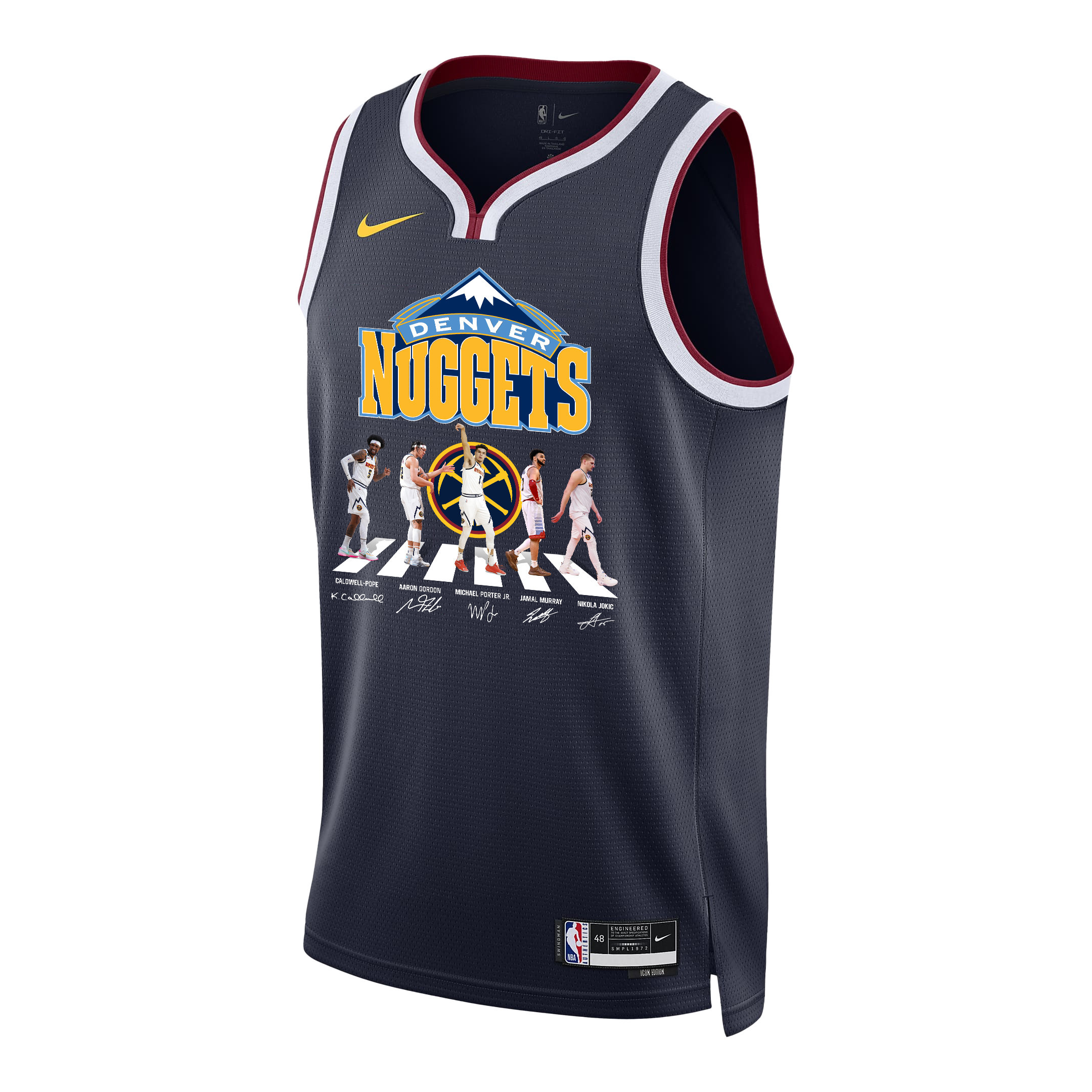 Alternative view of Denver Nuggets Congrats 2023 NBA Championship Signatures Swingman Basketball Jersey - Black - JS431 