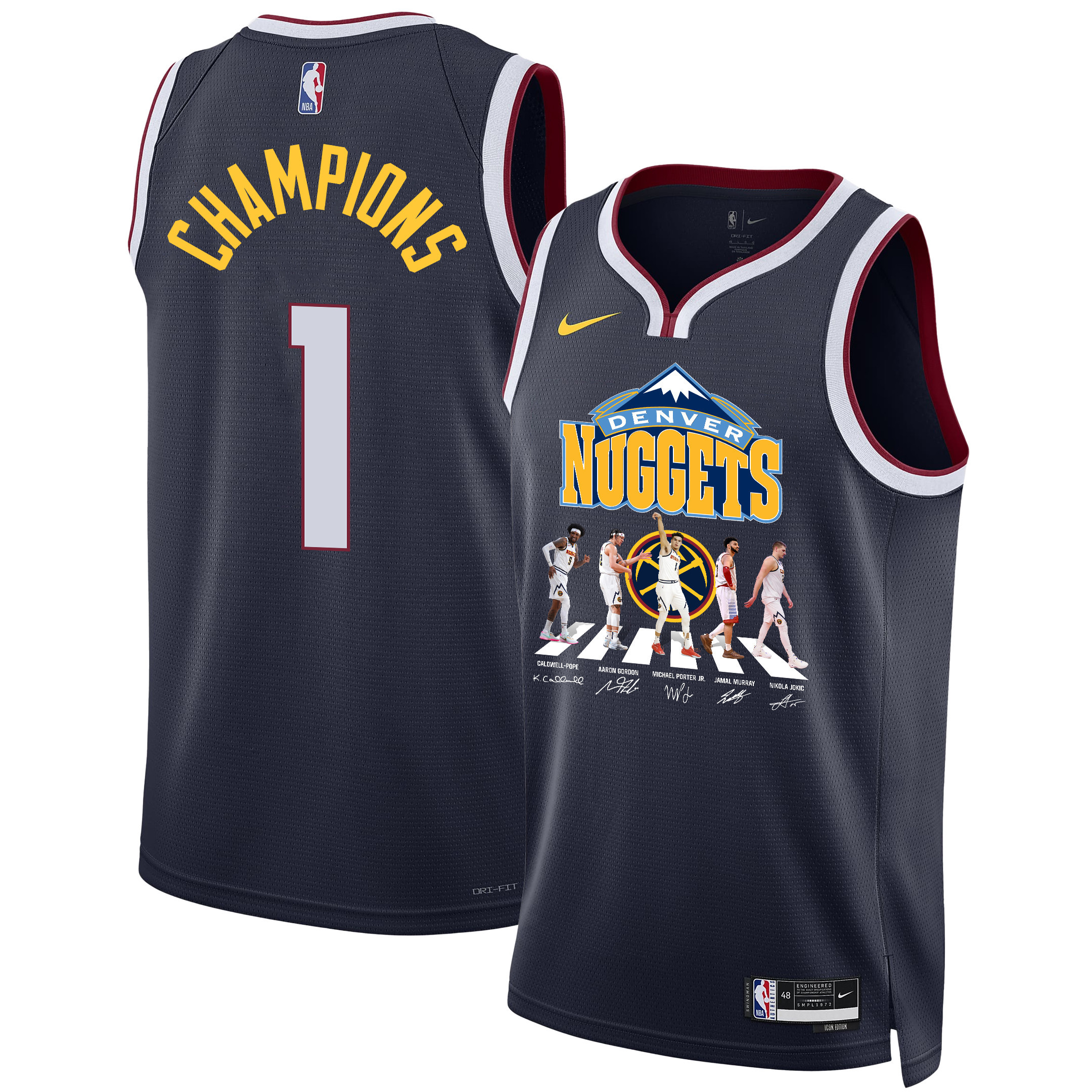 Denver Nuggets Congrats 2023 NBA Championship Signatures Swingman Basketball Jersey - Black - JS431 