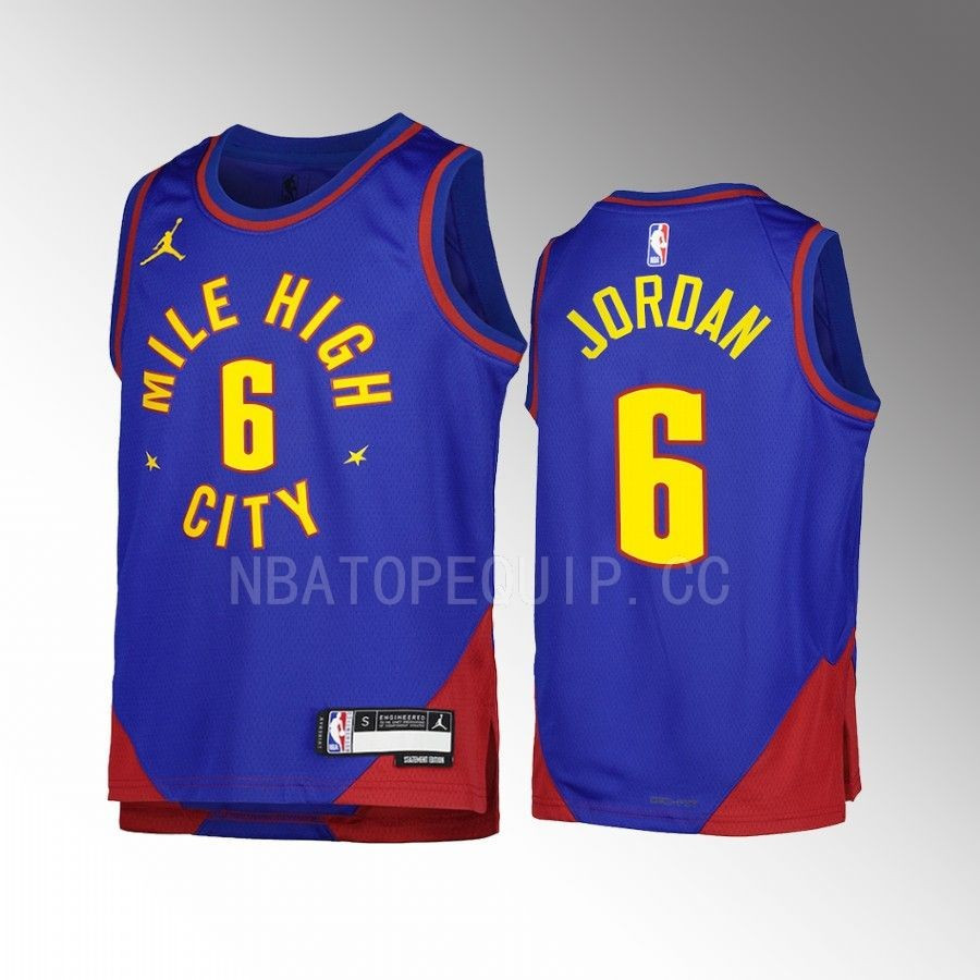 Denver Nuggets DeAndre Jordan 6 Statement Edition Blue Youth Men Basketball Jersey Swingman - JS895 