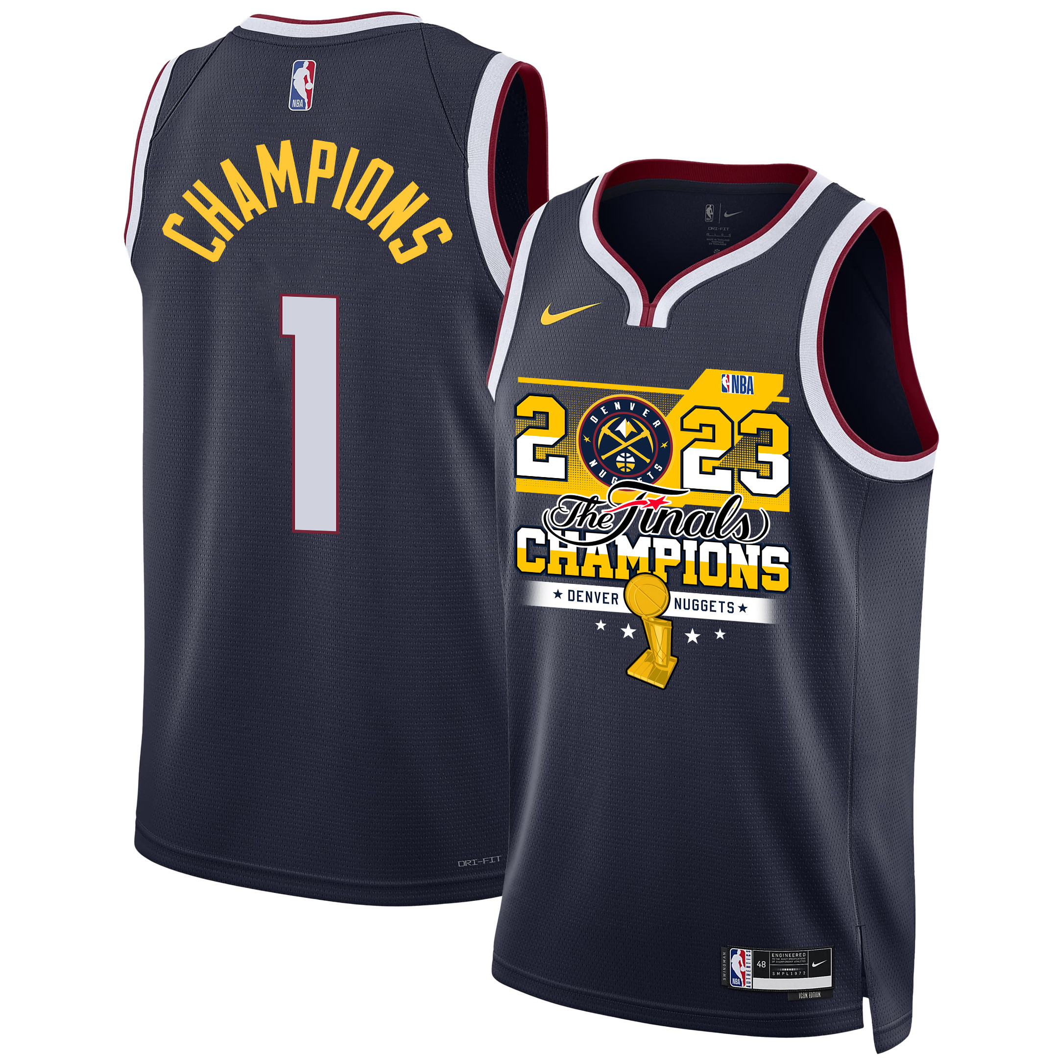 Denver Nuggets Elevated Champions 2023 Swingman Basketball Jersey - Black - JS413 